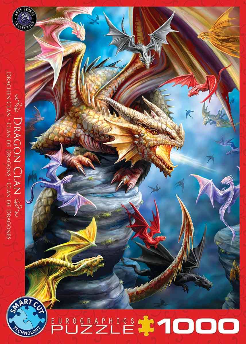 Eurographics 6000-5475 - Drachen Clan von Ann Stokes, Puzzle Drachen Clan, Anzahl Teile: 1000, Maße (B/H): 68 x 48 cm, Eurographics-Puzzle, Smart Cut