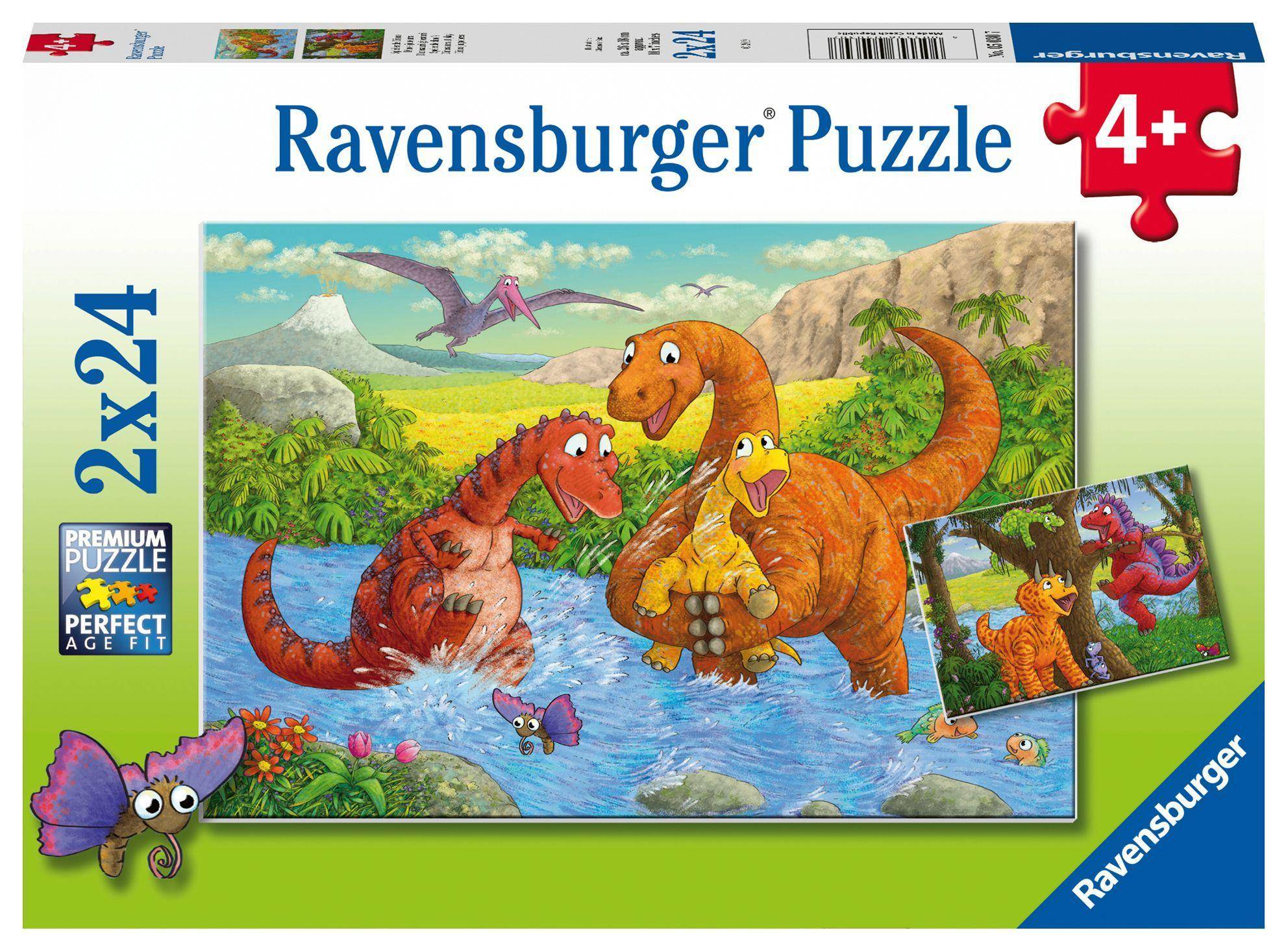Spielende Dinos (Kinderpuzzle) Premium Puzzle, 2 x 24 Teile, Mit Mini-Poster, Perfect Age Fit
