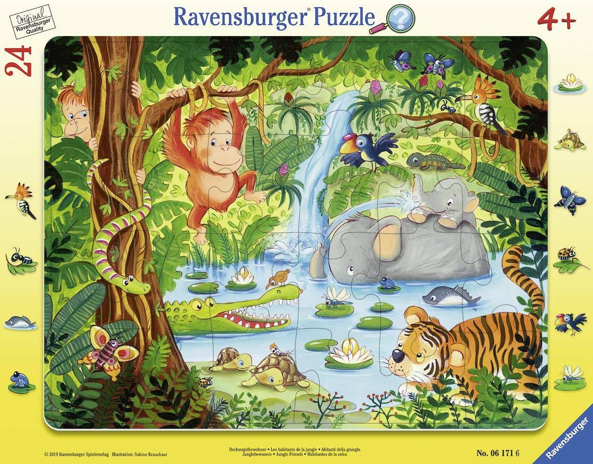 Ravensburger 06171 - Dschungelbewohner, Puzzle, Rahmenpuzzle, 24 Teile Anzahl Teile: 24, Rahmenpuzzle