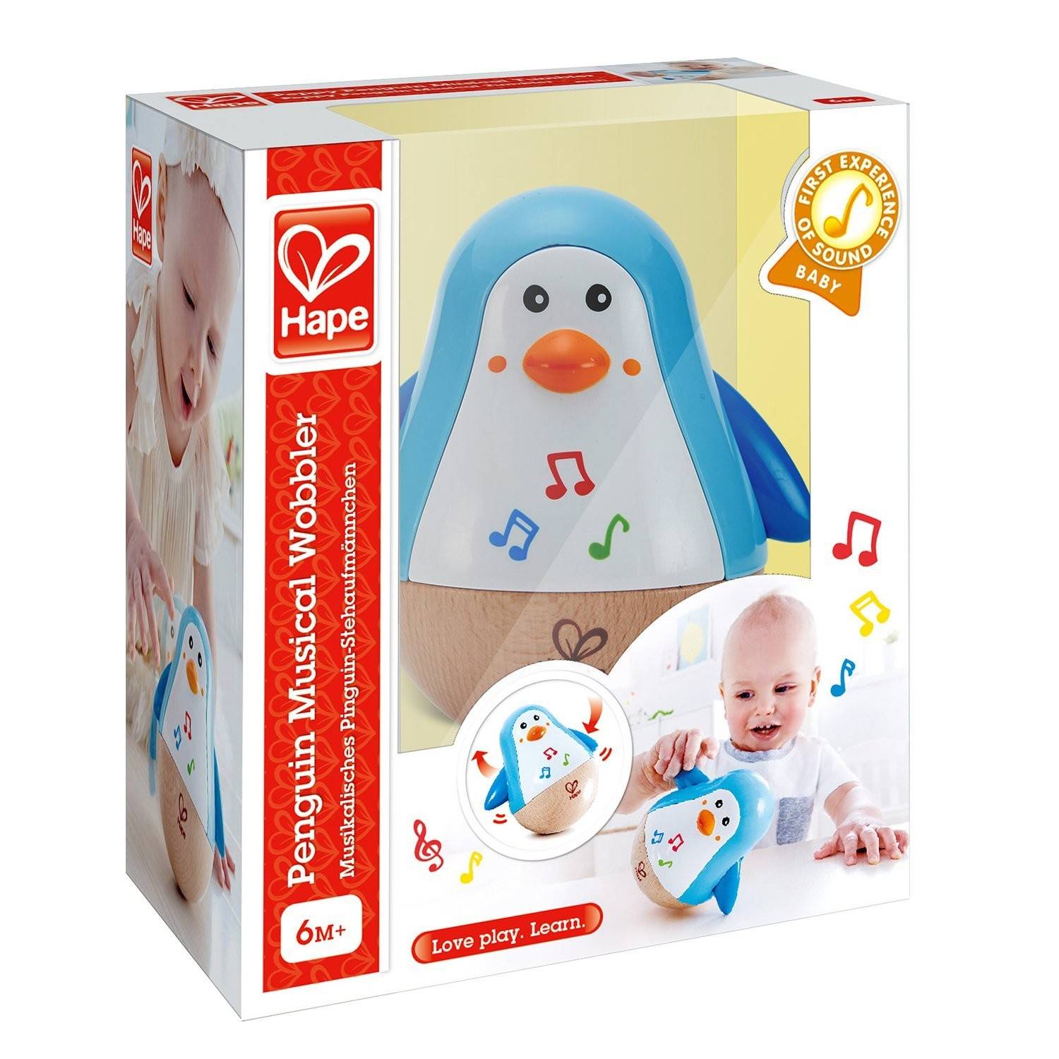 Hape E0331 - Stehauf-Pinguin, Klangspielzeug, Stehaufmännchen