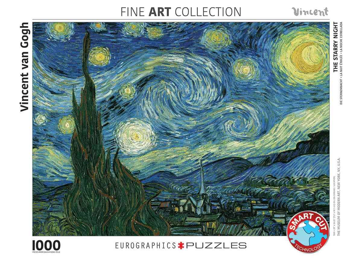 Eurographics 6000-1204 - Sternennacht von Vincent van Gogh, Puzzle Die Sternennacht, Anzahl Teile: 1000, Maße (B/H): 68 x 48 cm