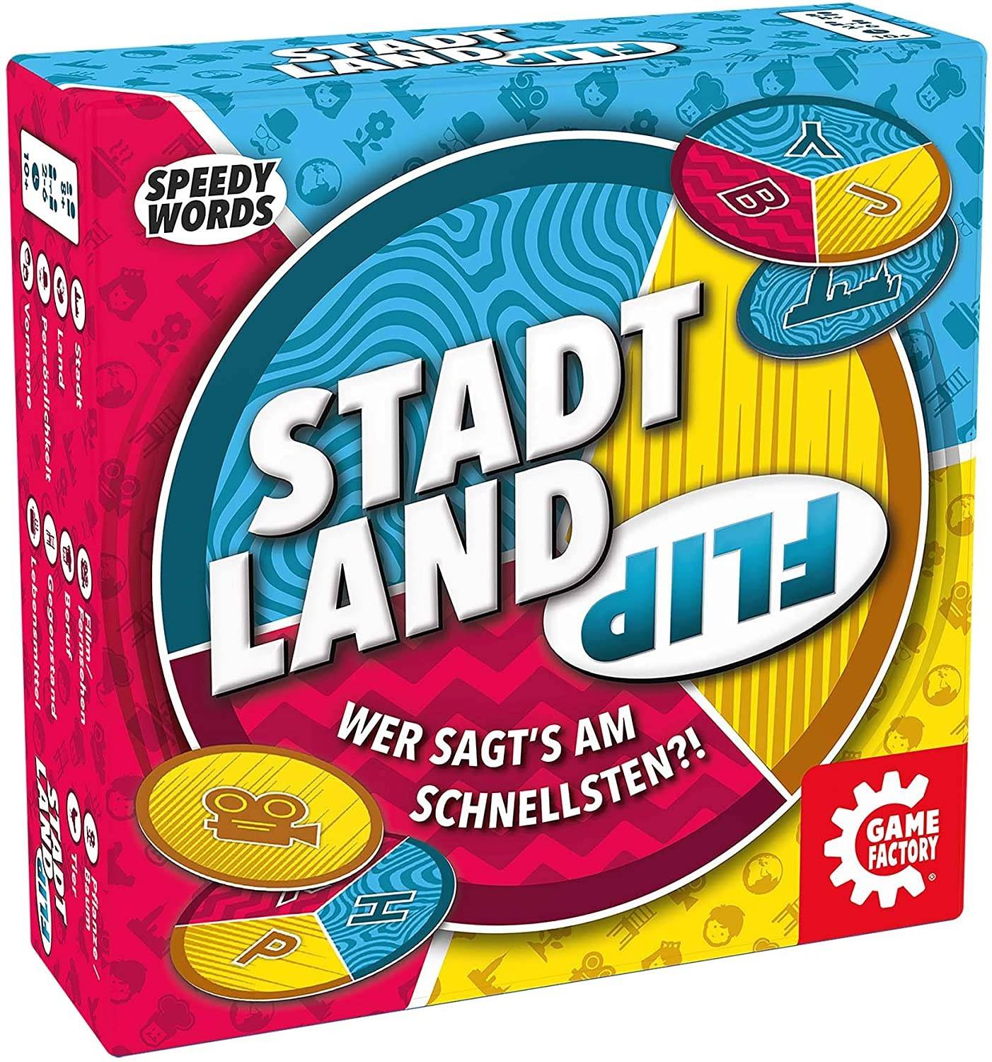 Carletto 646278 - Stadt Land Flip Wer sagt's am schnellsten?!, Spieleranzahl: 2-6, Spieldauer (Min.): 10, Denkspiel, GameFactory