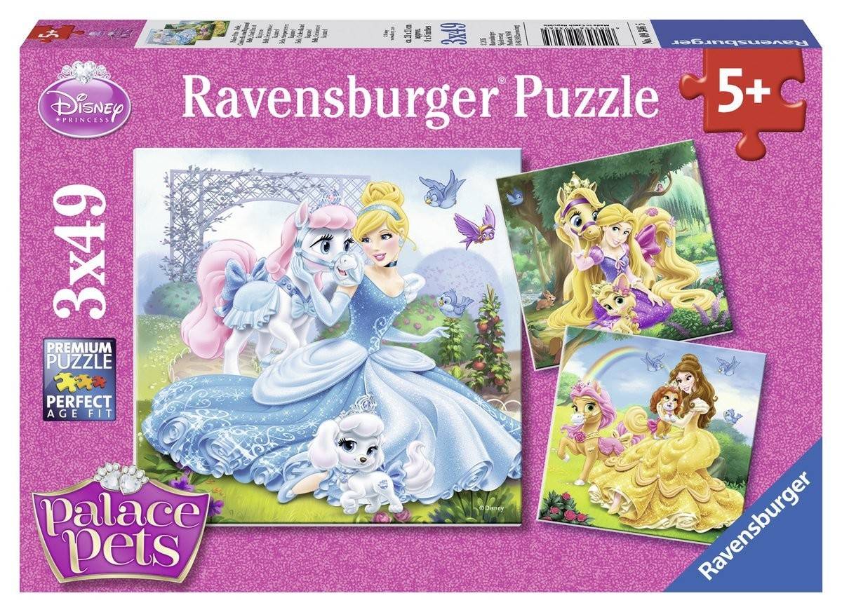 Ravensburger 09346 - Belle, Cinderella und Rapunzel, Puzzle 3 x 49 Teile Premium Puzzle, 3 x 49 Teile, Perfect Age Fit, Disney Prinzessinnen