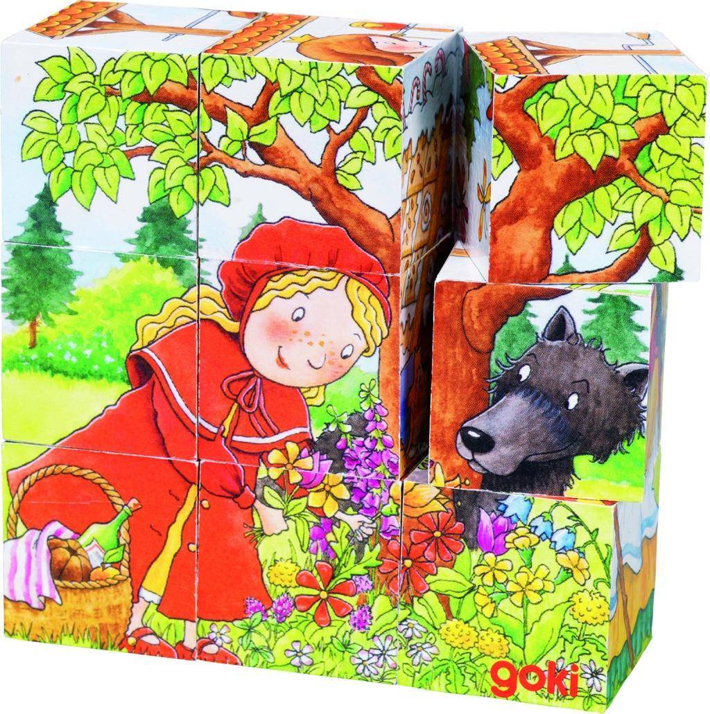 Märchen (Würfelpuzzle) 10,5 x 10,5 x 3,5 cm, Holz, 9 Würfel, per Stück