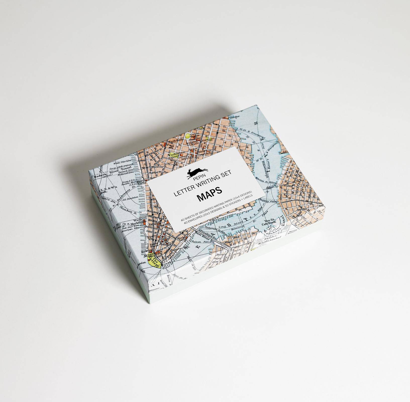 Letter Writing Box Maps Letter Wrting Set - Briefpapier Set