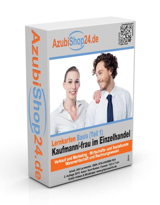 AzubiShop24.de Basis-Lernkarten Kaufmann/-frau im Einzelhandel. Tl.1 Erfolgreiche Prüfungsvorbereitung auf die Abschlussprüfung Teil 1