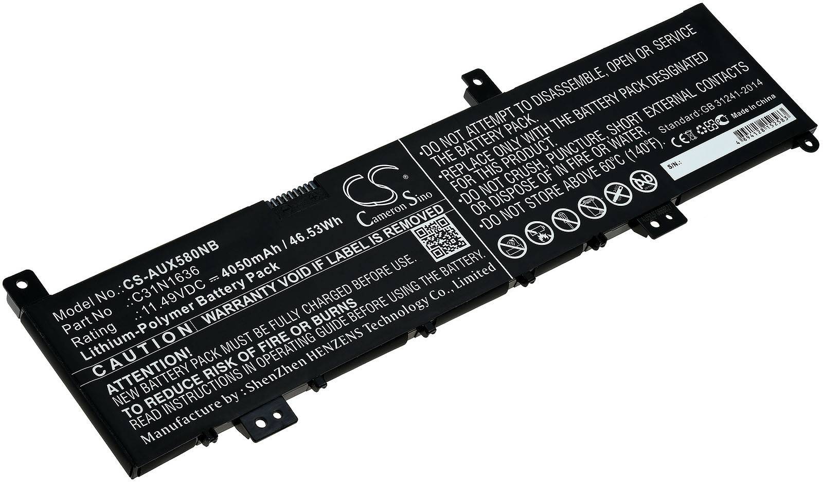 Powery Akku für Laptop Asus X580GD-1A, 11,49V, Li-Polymer