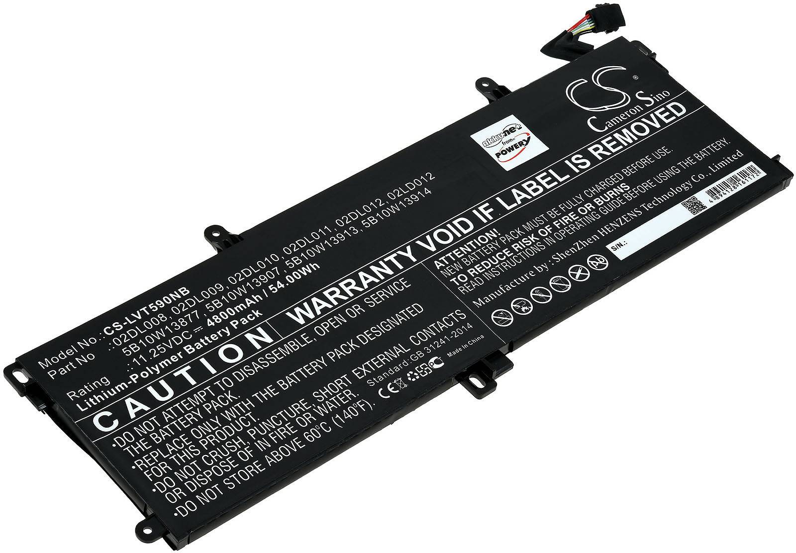 Powery Akku passend für Laptop Lenovo ThinkPad T15 Gen 1, T590-204n4002vge, Typ SB10K97646 u.a., 11,25V, Li-Polymer
