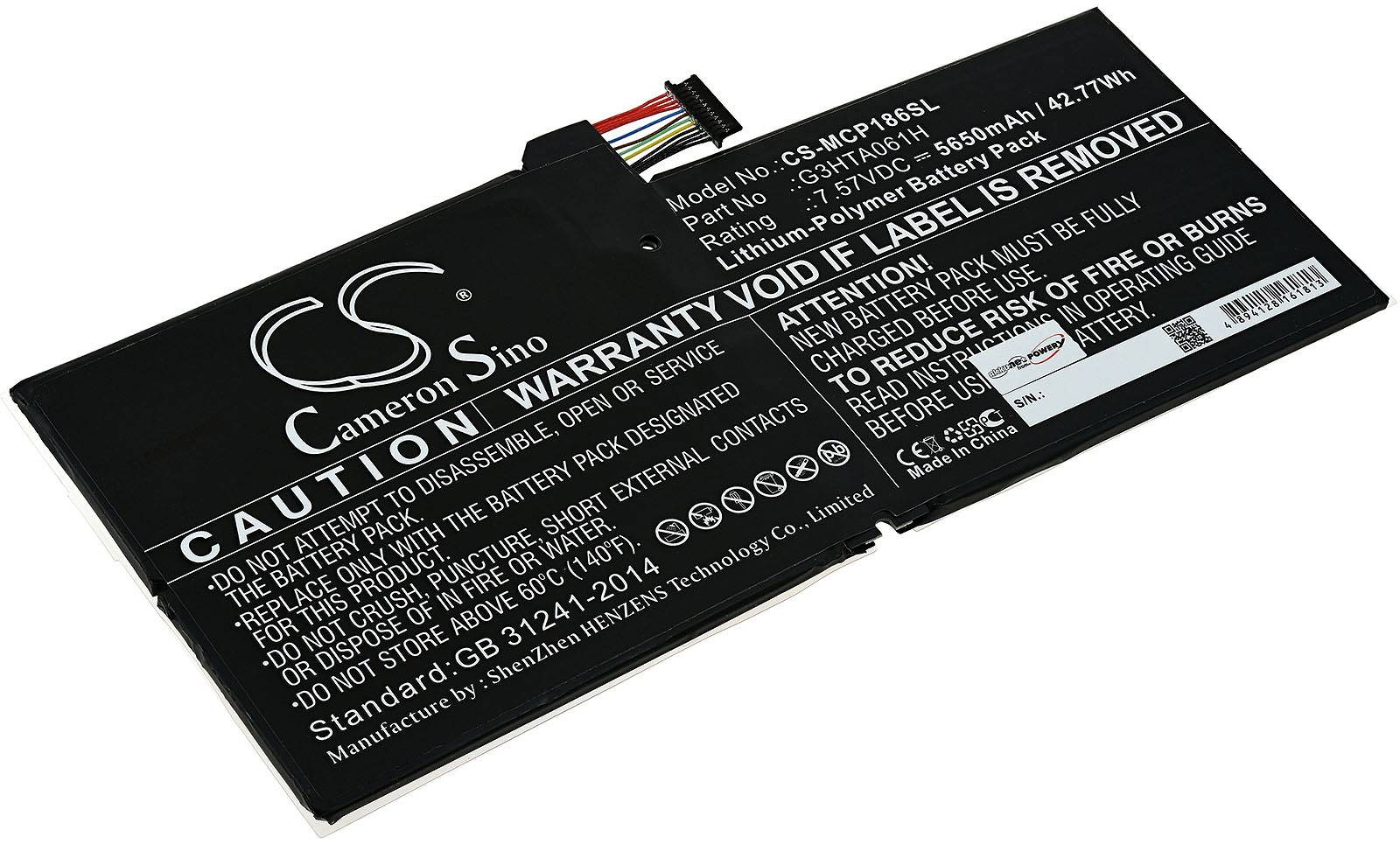 Powery Akku für Tablet Microsoft Surface Pro 7 (1866), 7,57V, Li-Polymer