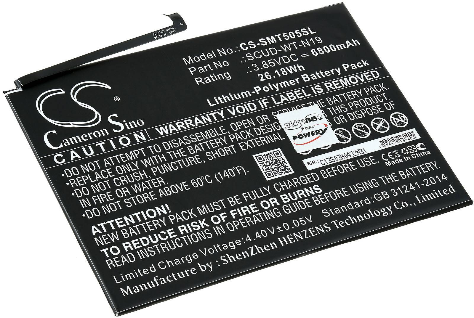 Powery Akku passend für Tablet Samsung Galaxy Tab A7 10.4 (2020), SM-T500, Typ SCUD-WT-N19 u.a., 3,85V, Li-Polymer