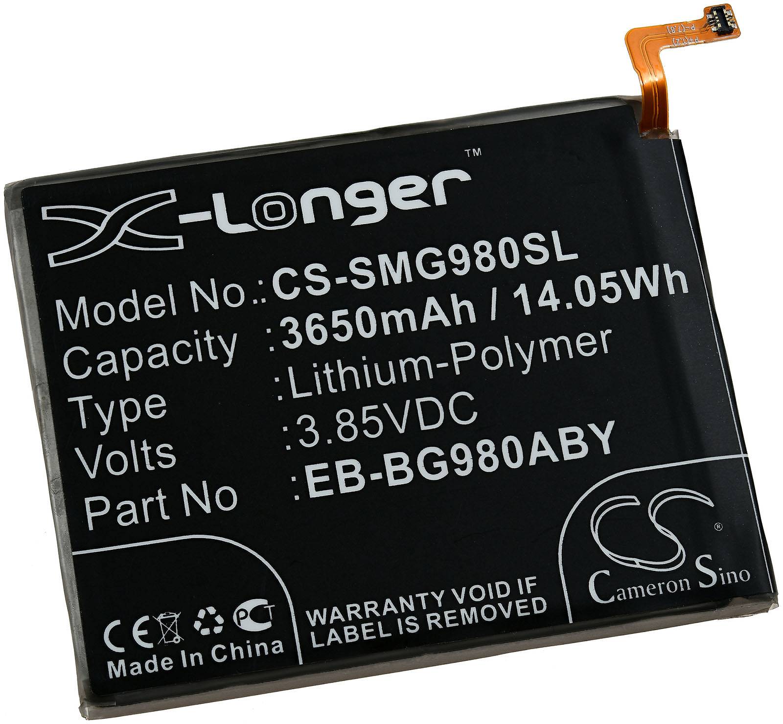 Powery Akku passend für Smartphone, Handy Samsung Galaxy S20, SM-G980F, Typ EB-BG980ABY u.a., 3,85V, Li-Polymer