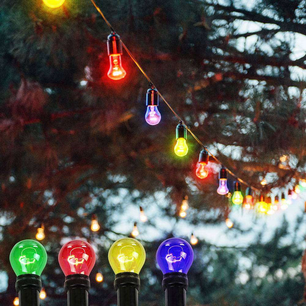 Lichterkette Terrassen Außen Beleuchtung Garten Party Beleuchtung Hänge Lampen bunt, 10x E27 25 Watt, L 615 cm