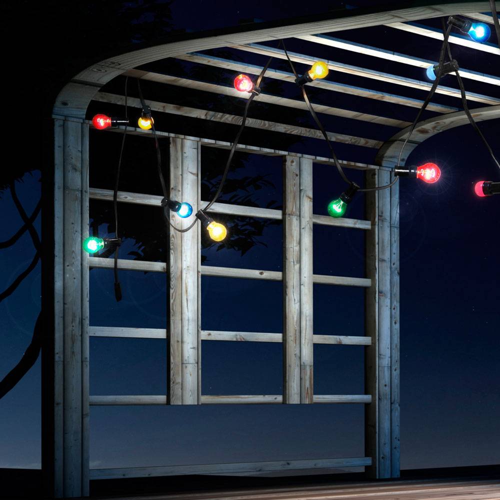 Lichterkette Terrassen Außen Beleuchtung Garten Party Beleuchtung Hänge Lampen bunt, 10x E27 25 Watt, L 615 cm