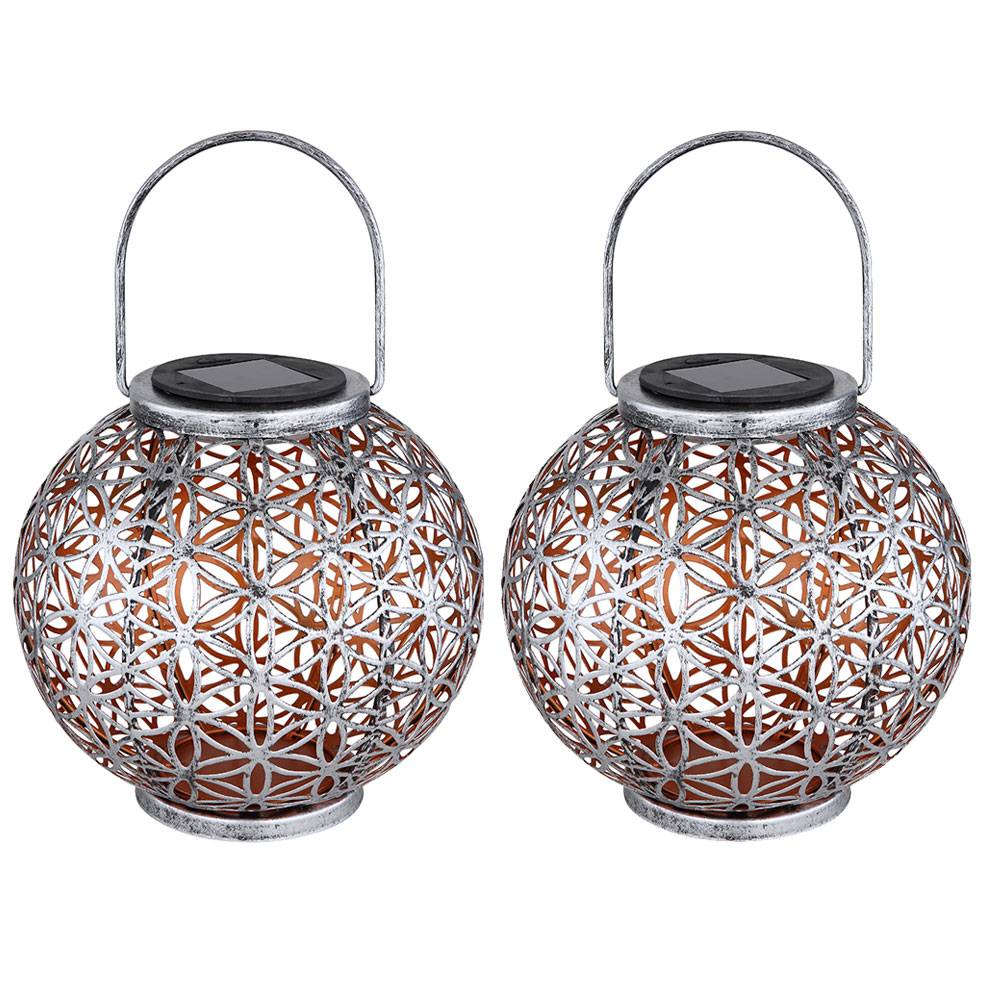 Solar Lampe Outdoor Solarleuchte orientalisch LED Solar Laterne Außen, Lichteffekt Lebensblume, 1x LED warmweiß, DxH 20x29 cm, Terrasse Garten, 2er