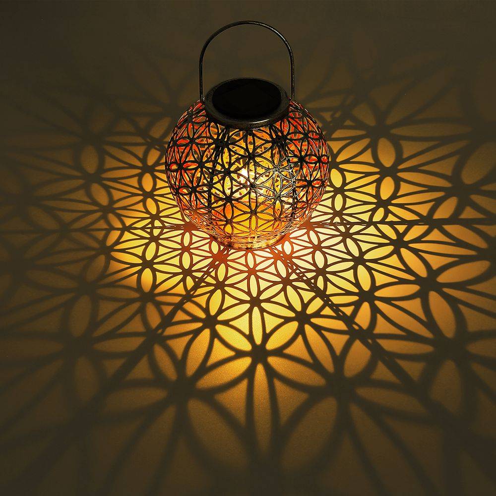 Solar Lampe Outdoor Solarleuchte orientalisch LED Solar Laterne Außen, Lichteffekt Lebensblume, 1x LED warmweiß, DxH 20x29 cm, Terrasse Garten, 2er