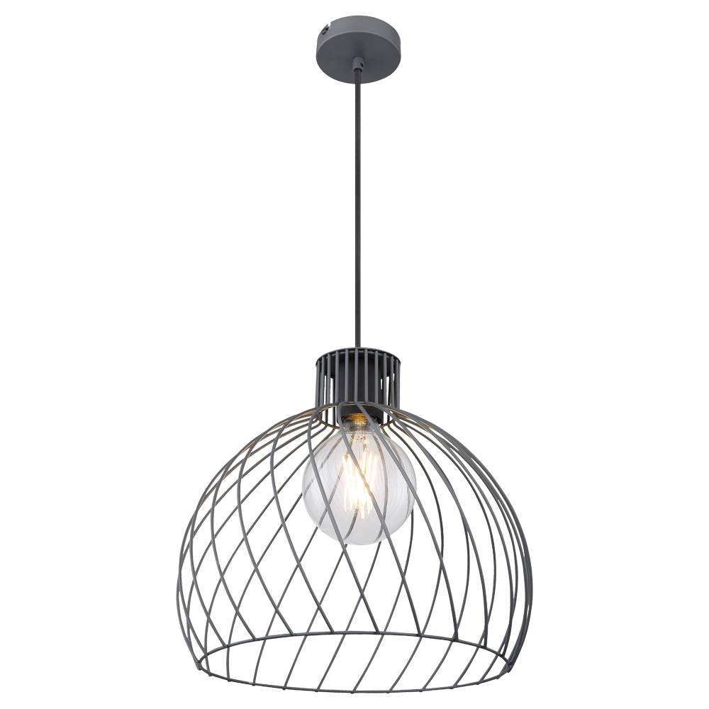 Hängelampe Pendelleuchte Esszimmer Hängeleuchte Metall-Käfig in runder Form, graphit Kugel, 1x E27, DxH 35x120 cm