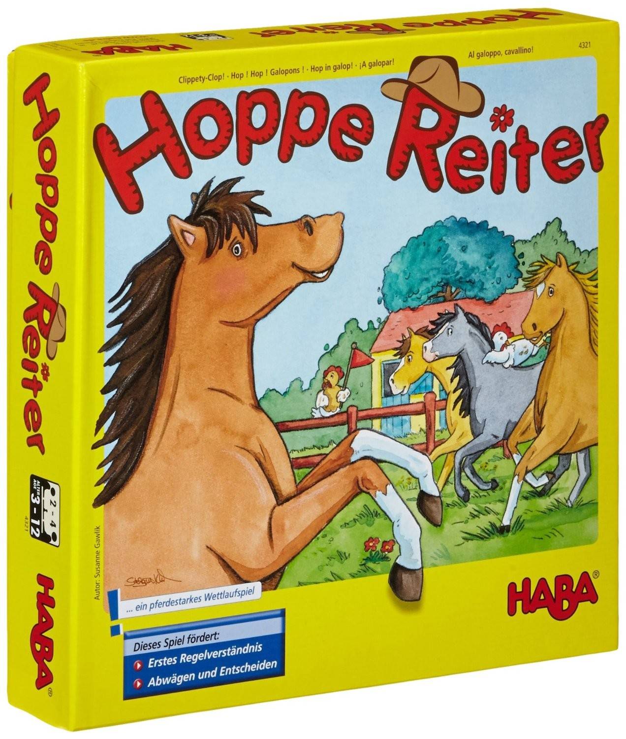 HABA 4321 - Hoppe Reiter . . . ein pferdestarkes Wettlaufspiel! Dieses Spiel fördert: Erstes Regelverständnis, Abwägen und Entscheiden