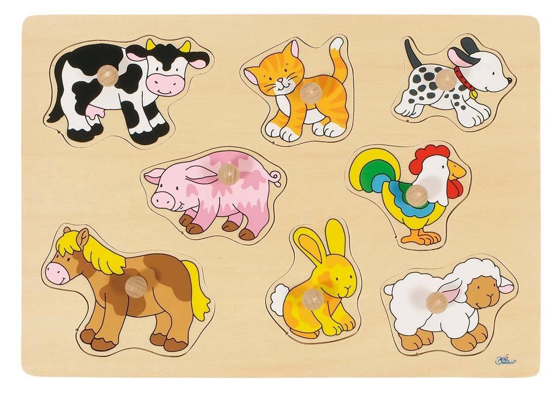 Goki 57873 - Steckpuzzle Bauernhof 30 x 21 cm, Holz, 8 Teile, per Stück