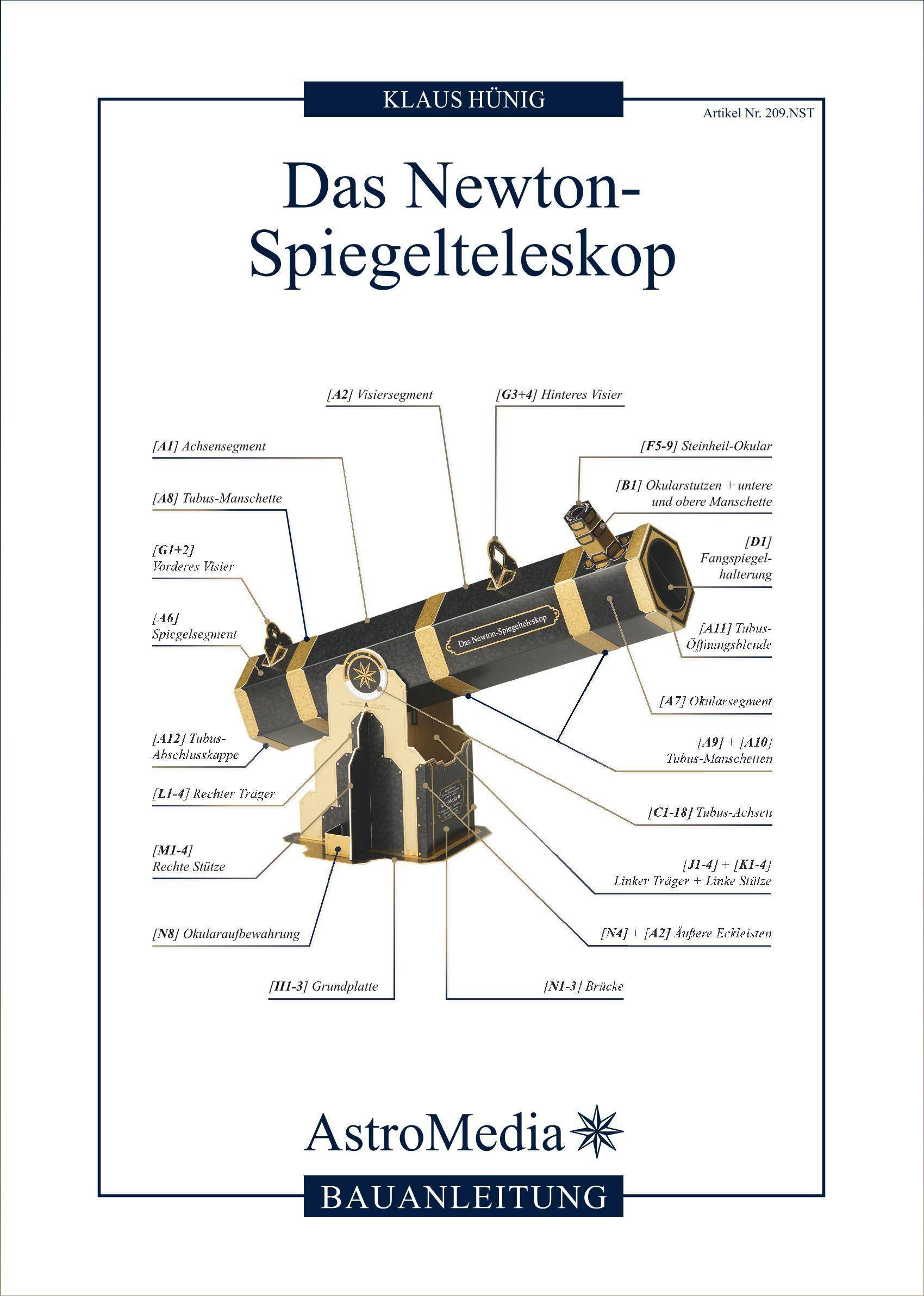 Das Newton-Spiegelteleskop, Kartonbausatz Kartonbausatz für ein voll funktionstüchtiges Spiegelteleskop mit 9- bis 30-facher Vergrößerung