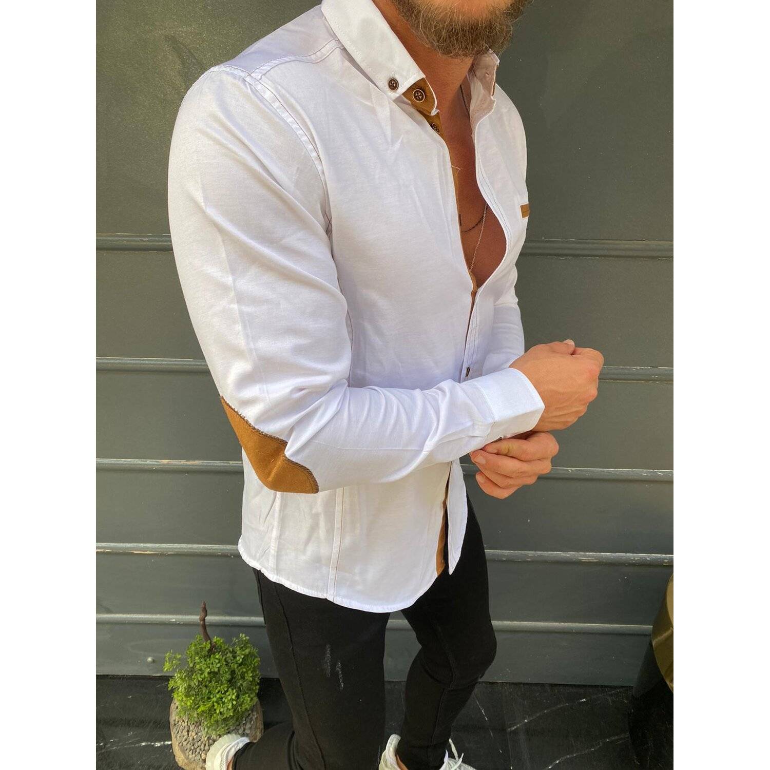 Megaman Langarmhemd Shirt Hemd Freizeithemd Business Hochzeit Klassisch Herren Hemden Stretchhemd Größe in M Weiß