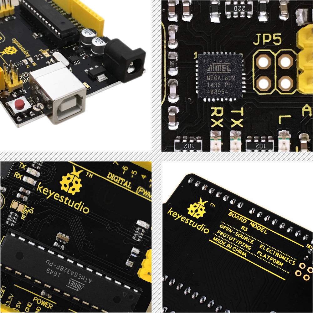 Keyestudio UNO R3 Development Board Compatible With Arduino Uno R3 + USB Cable
