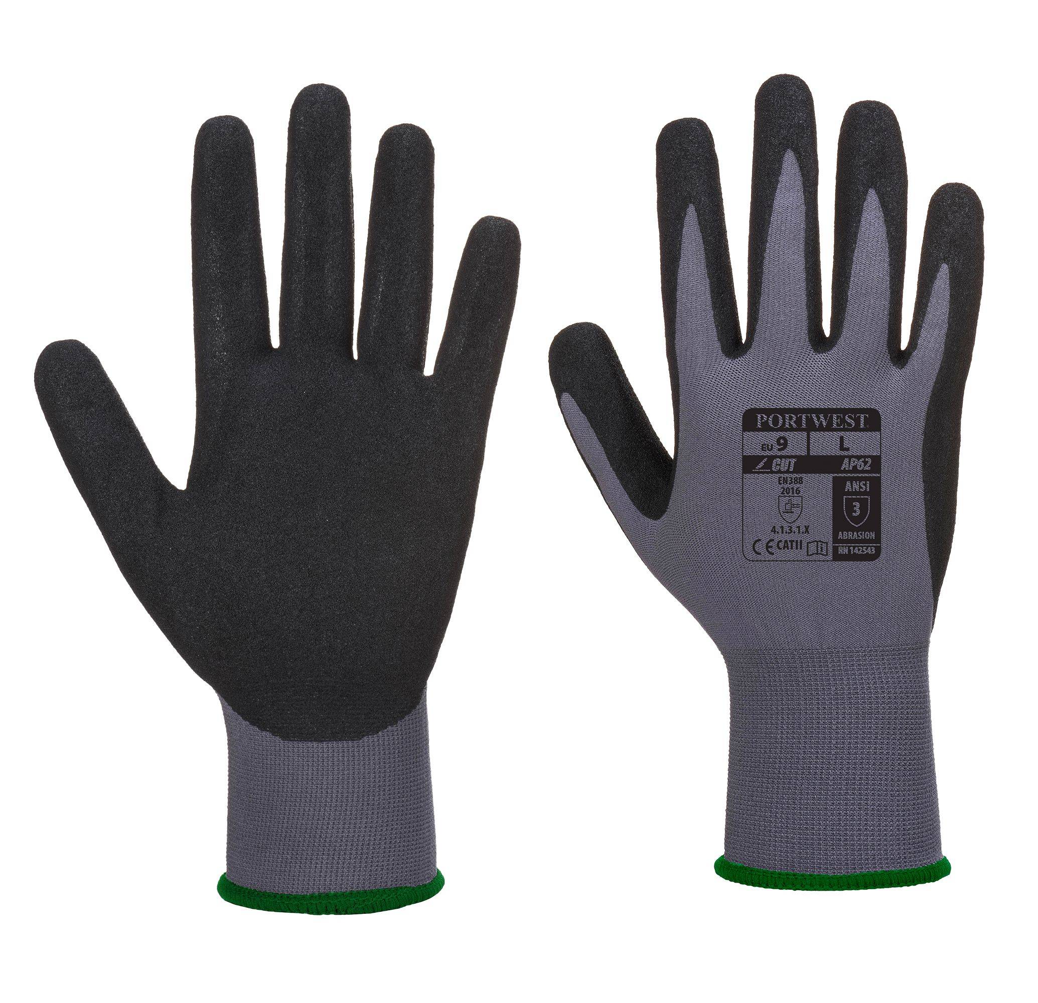 Portwest Dermiflex Aqua Handschuh Farbe: Grau/Schwarz, Gr.: 8 (M)