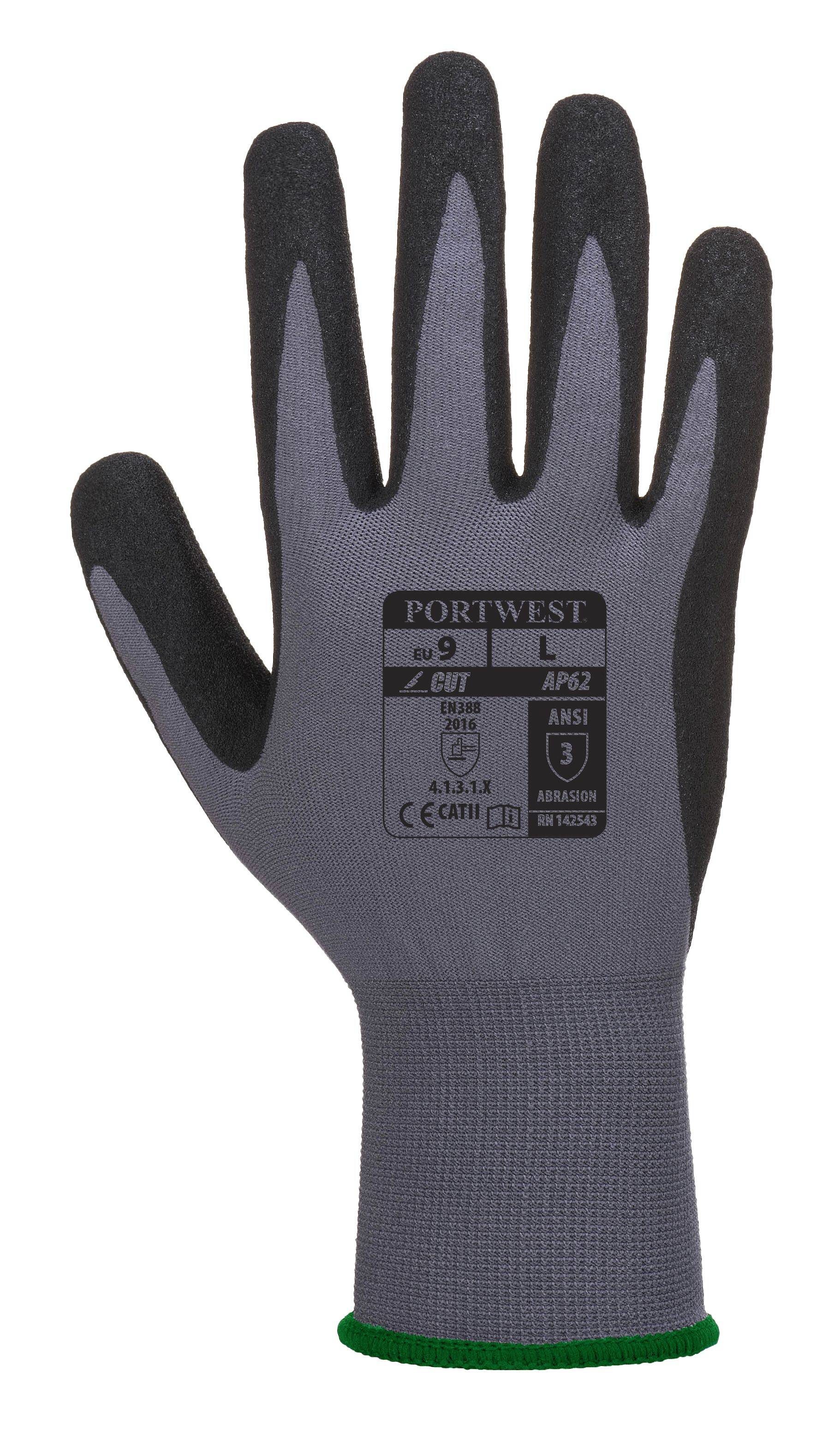 Portwest Dermiflex Aqua Handschuh Farbe: Grau/Schwarz, Gr.: 8 (M)