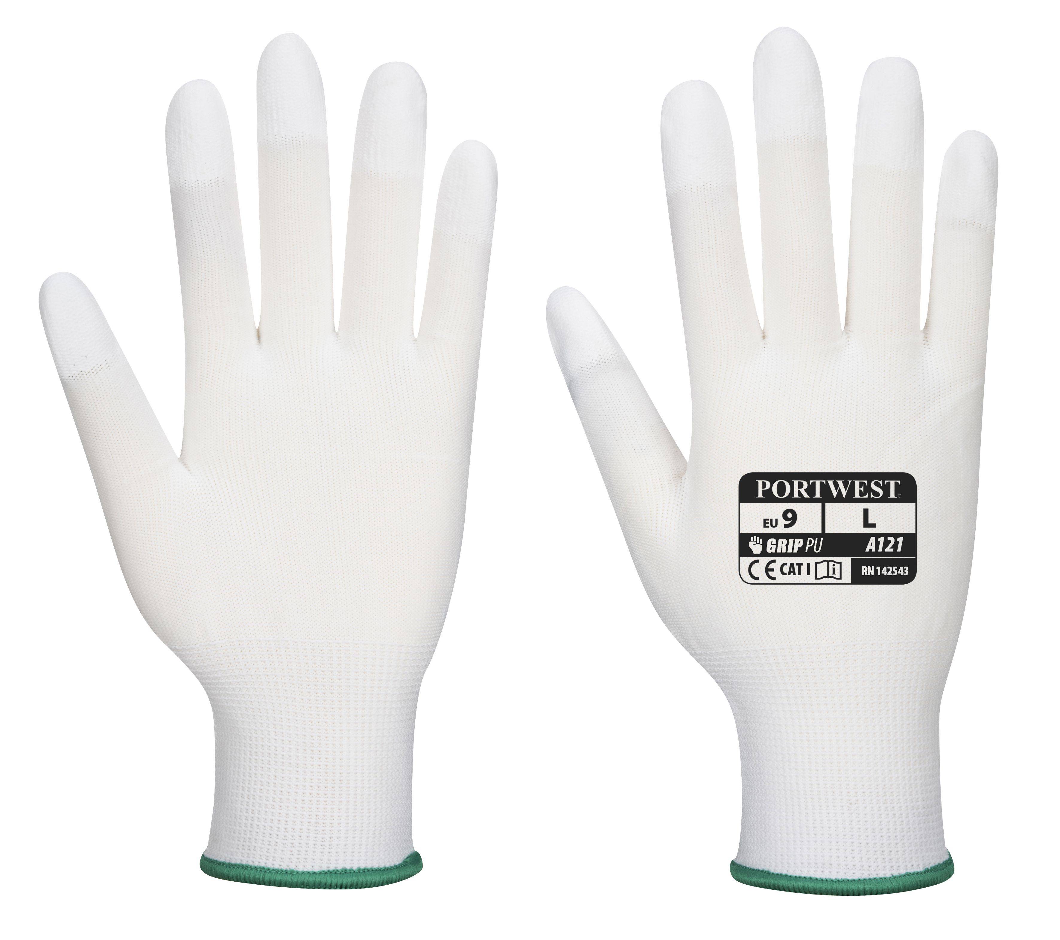 Portwest PU-Fingerkuppen Handschuh Farbe: Weiß, Gr.: 9 (L)