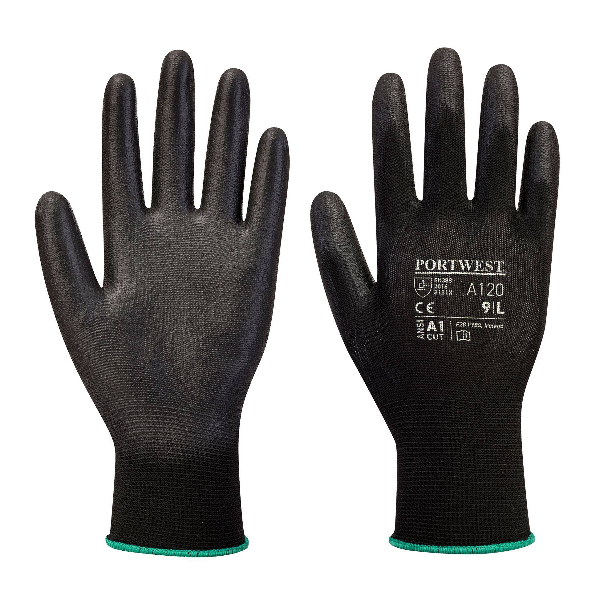 Portwest PU Handflächen Handschuh Farbe: Schwarz, Gr.: 12 (3XL)