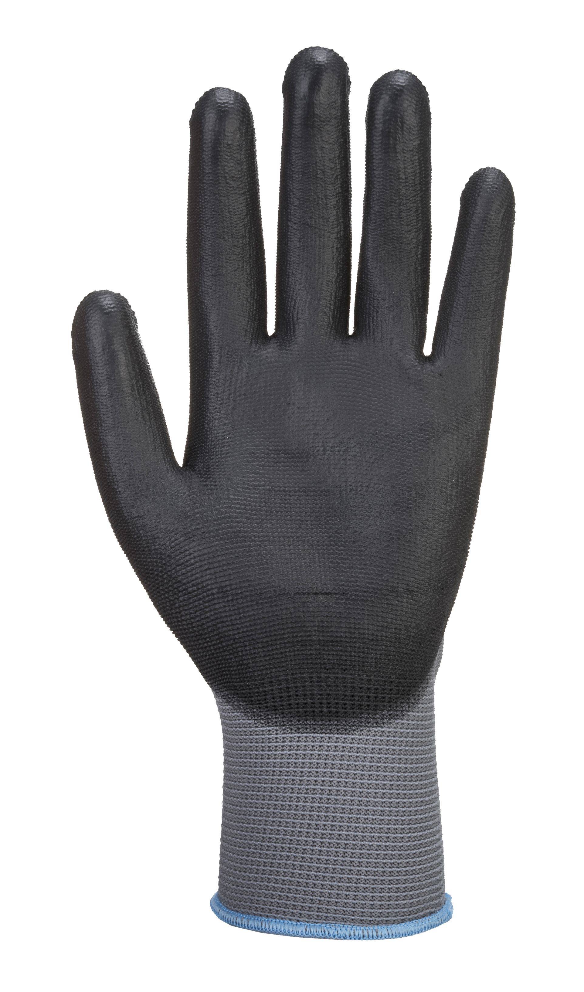 Portwest PU Handflächen Handschuh Farbe: Grau/Schwarz, Gr.: 6 (XS)