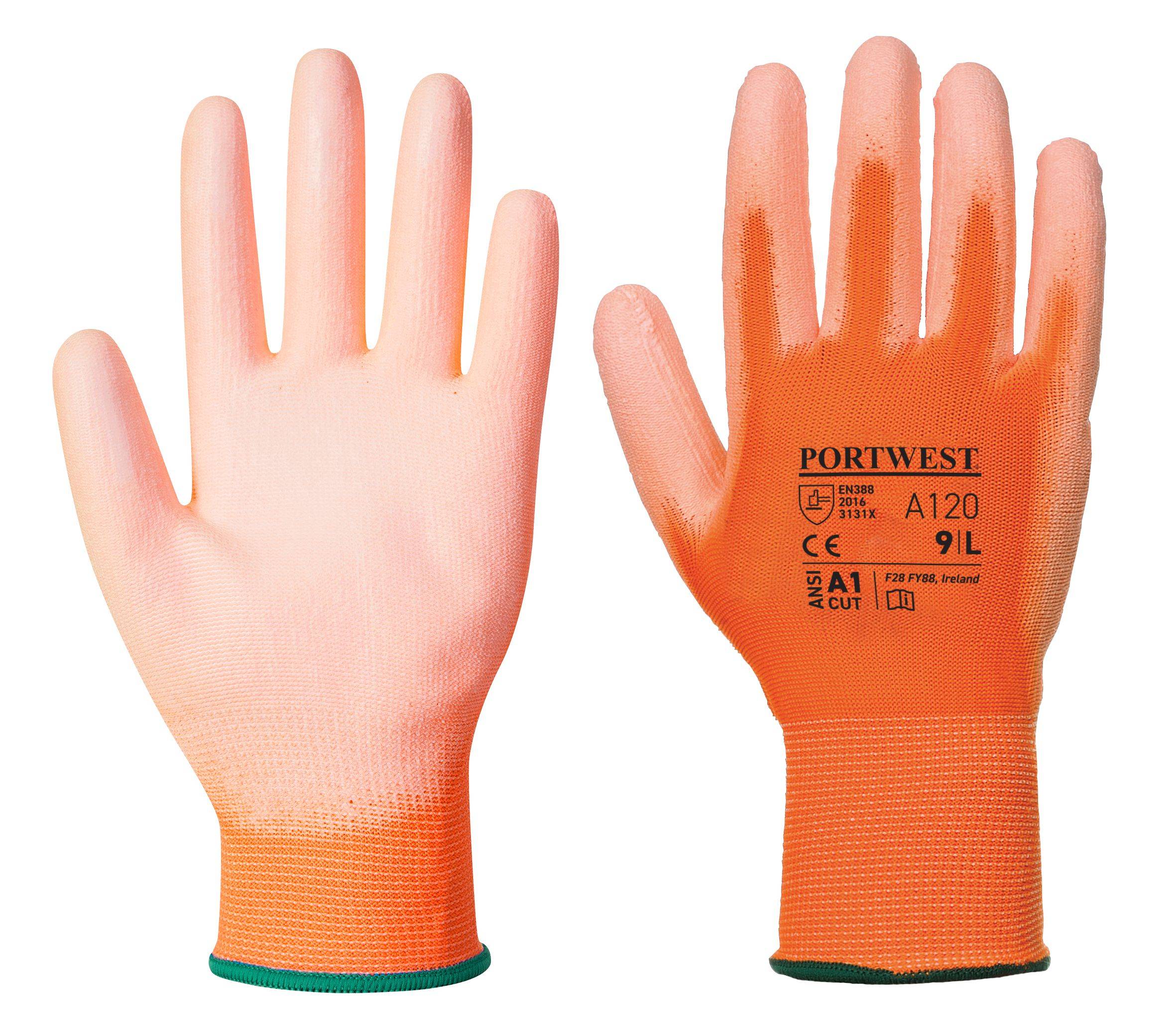 Portwest PU Handflächen Handschuh Farbe: Orange, Gr.: 8 (M)