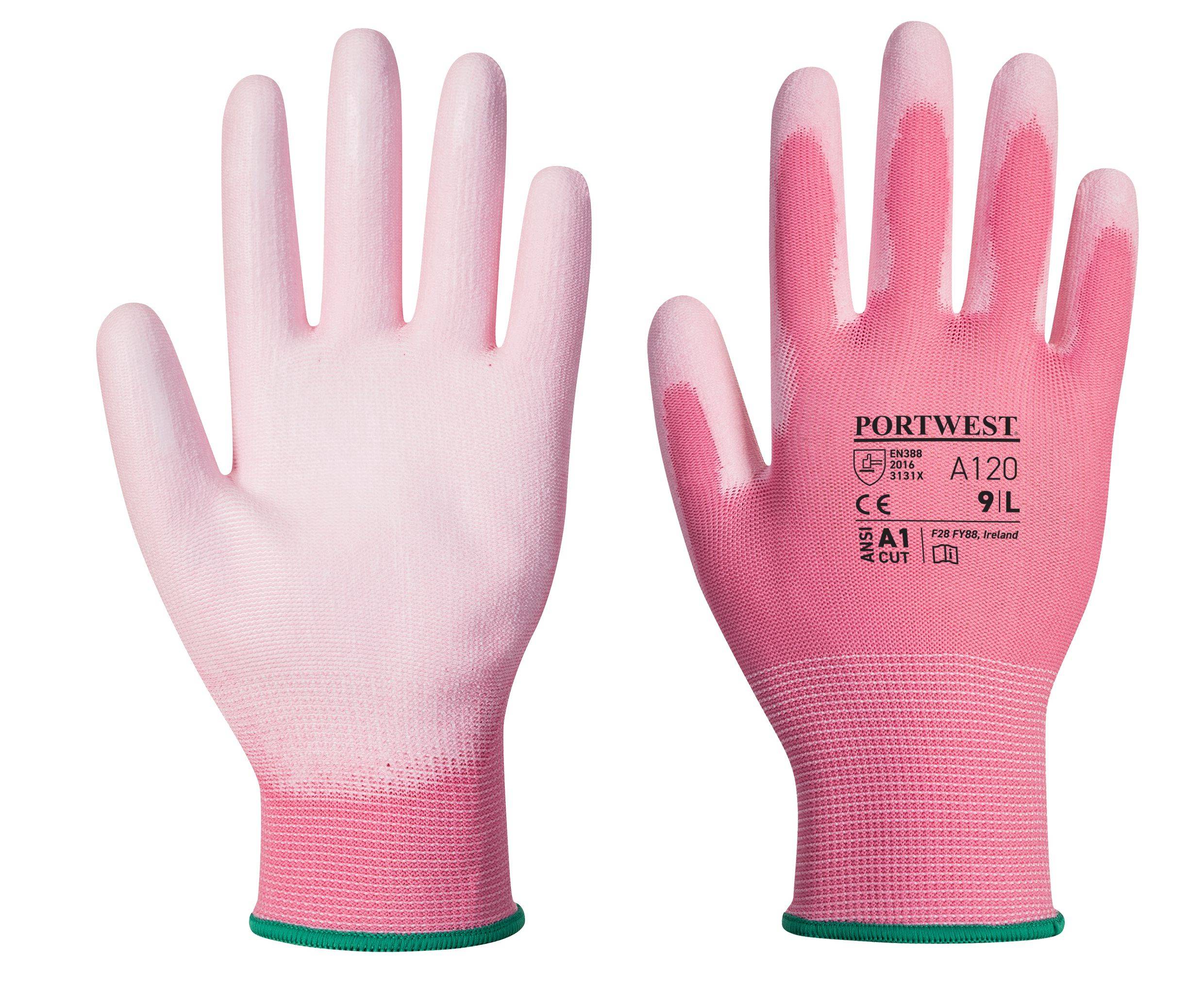 Portwest PU Handflächen Handschuh Farbe: Pink, Gr.: 8 (M)