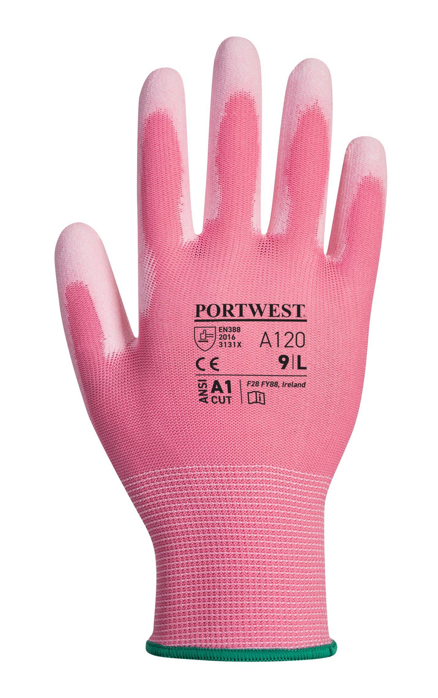 Portwest PU Handflächen Handschuh Farbe: Pink, Gr.: 9 (L)