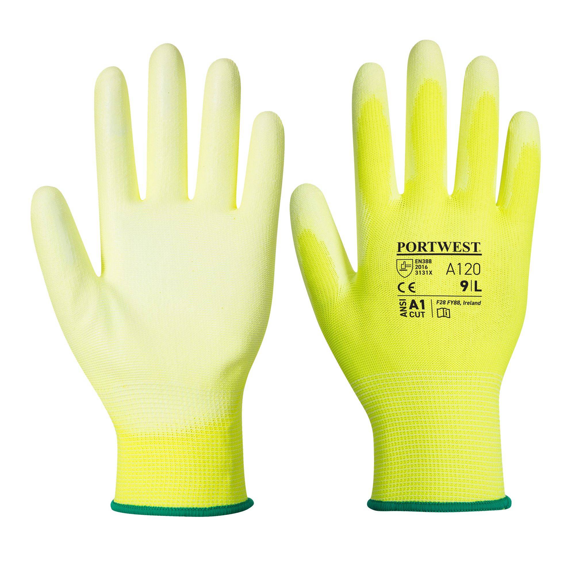 Portwest PU Handflächen Handschuh Farbe: Gelb, Gr.: 10 (XL)