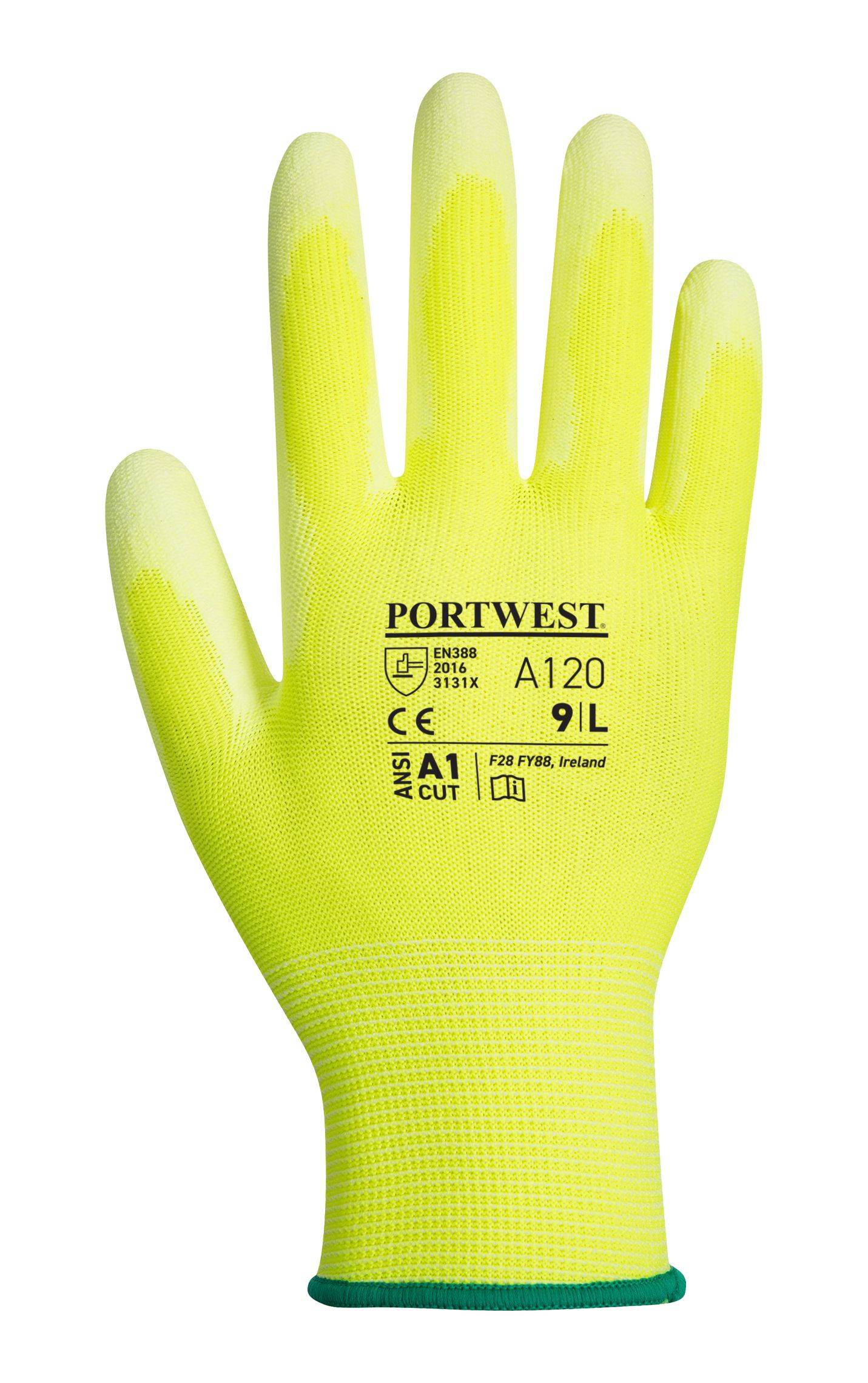 Portwest PU Handflächen Handschuh Farbe: Gelb, Gr.: 10 (XL)