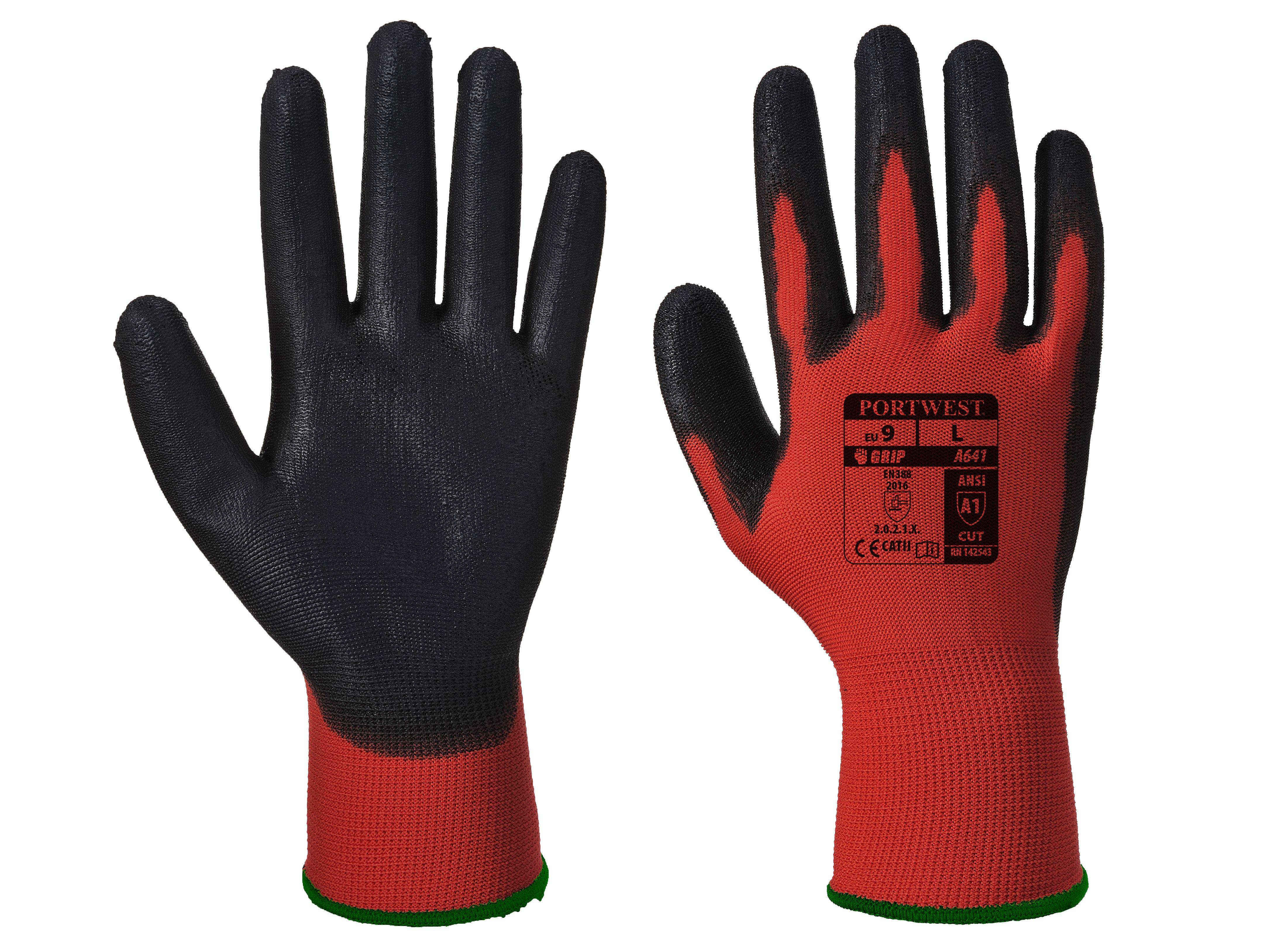 Portwest PU Arbeitshandschuh Farbe: Rot/Schwarz, Gr.: 8 (M)