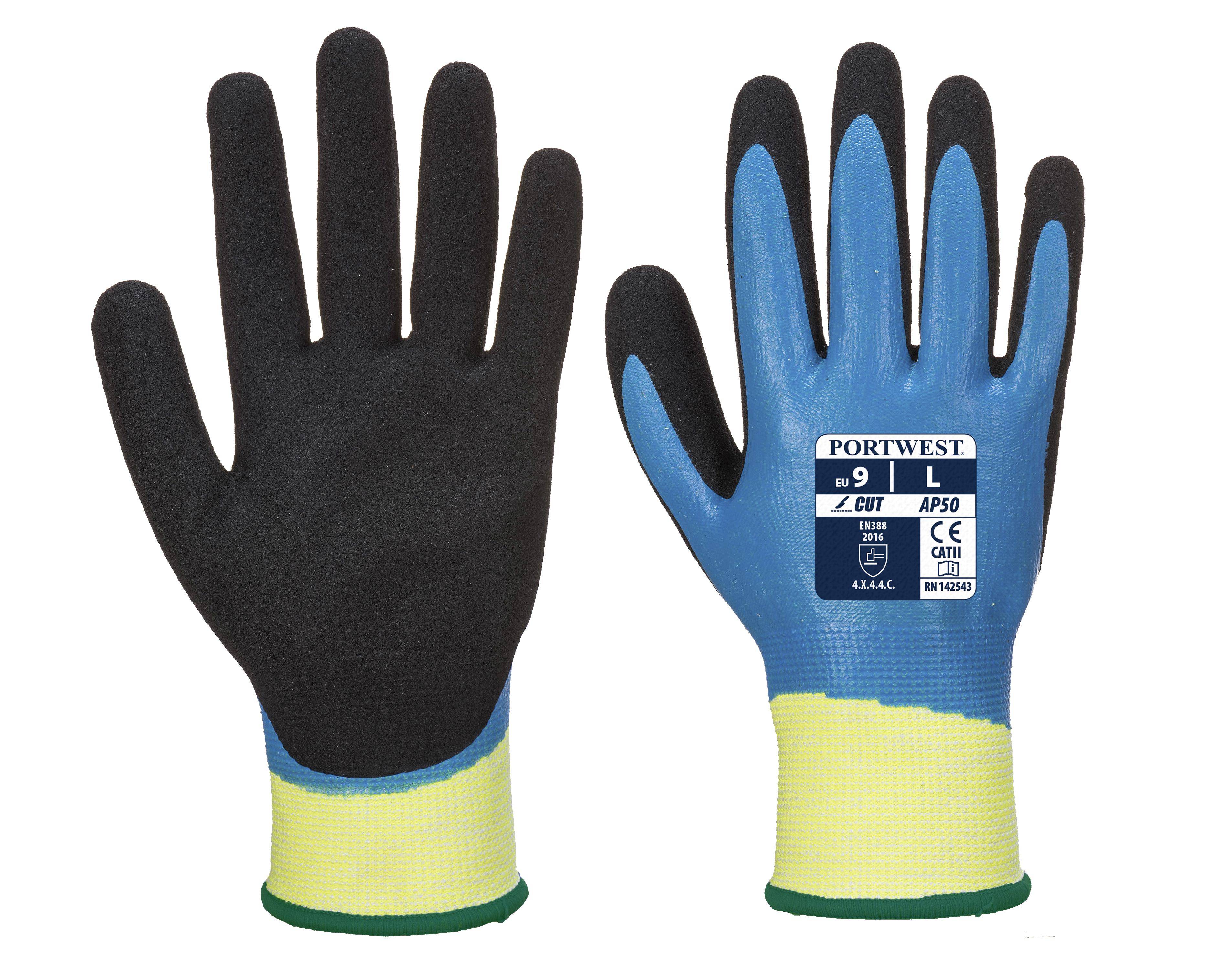 Portwest CUT D Aqua Pro Schnittschutzhandschuh Farbe: Blau/Schwarz, Gr.: 8 (M)