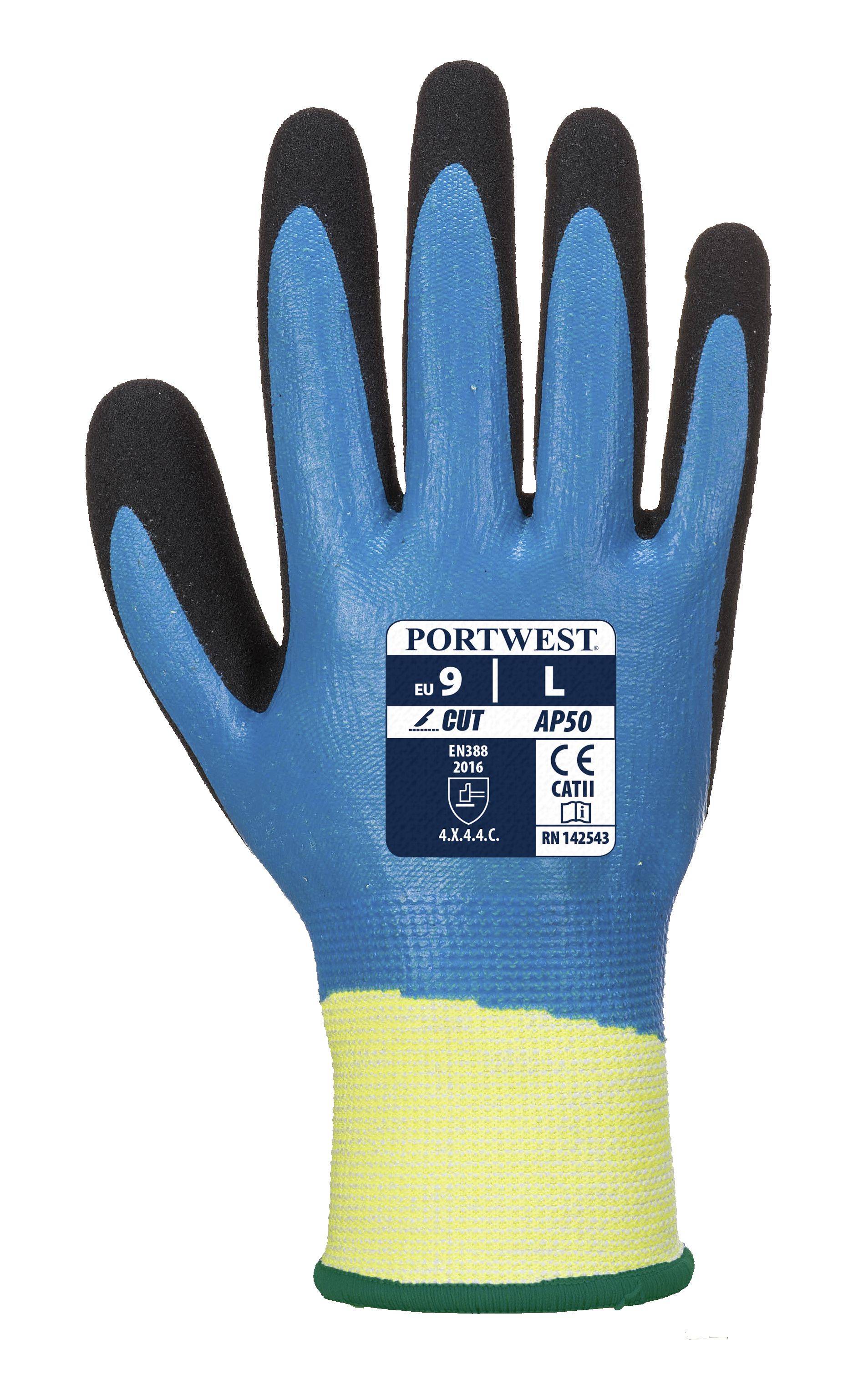 Portwest CUT D Aqua Pro Schnittschutzhandschuh Farbe: Blau/Schwarz, Gr.: 7 (S)