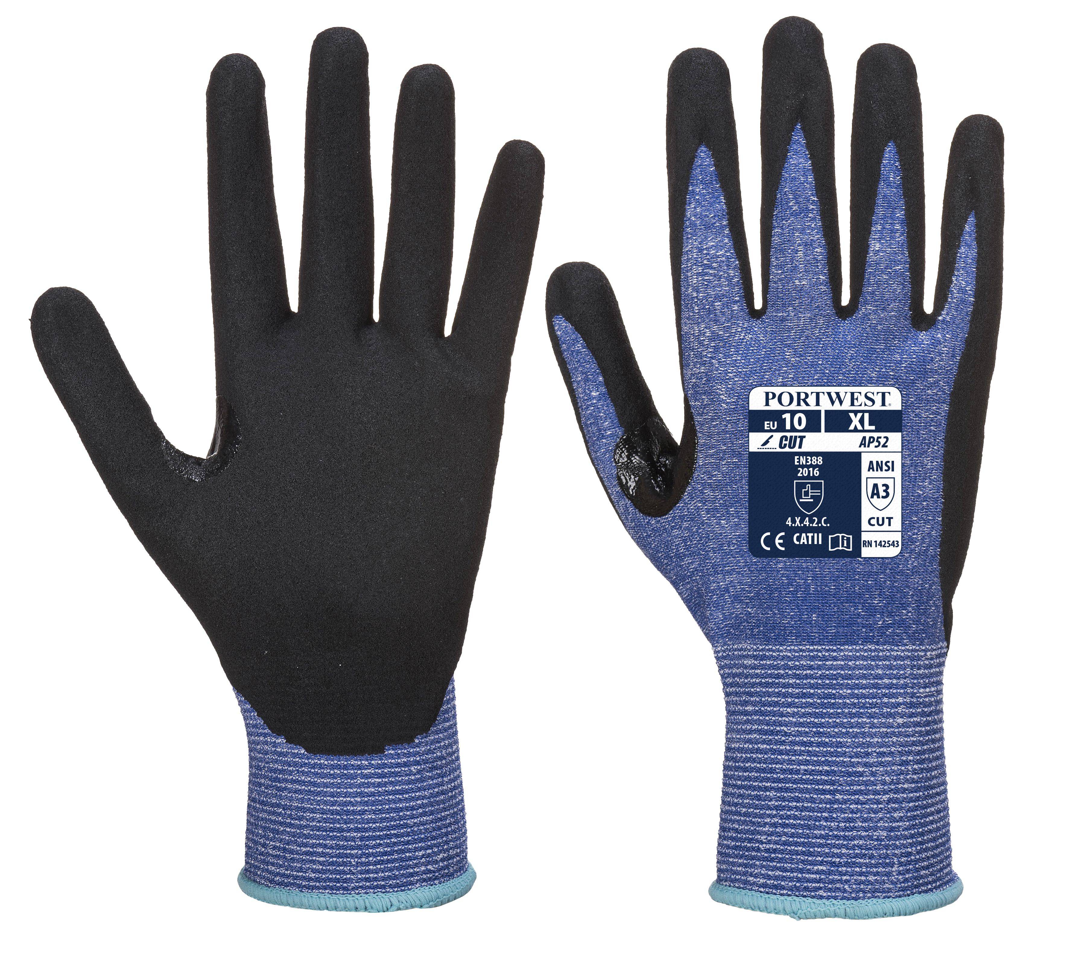 Portwest CUT C Dexti Ultra Handschuh Farbe: Blau/Schwarz, Gr.: 9 (L)