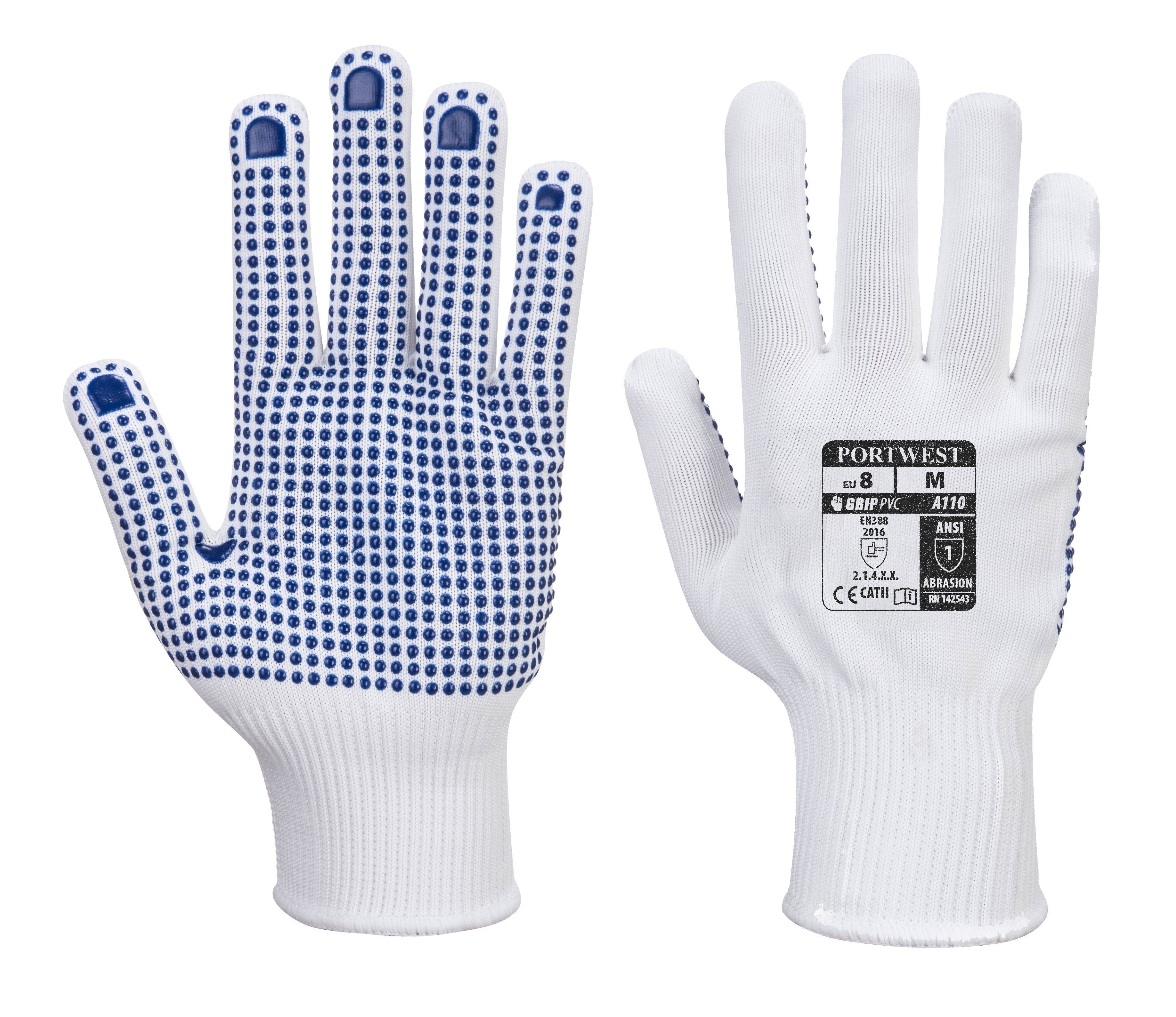 Portwest Nylon Noppen Handschuh Farbe: Weiß/Blau, Gr.: 11 (2XL)