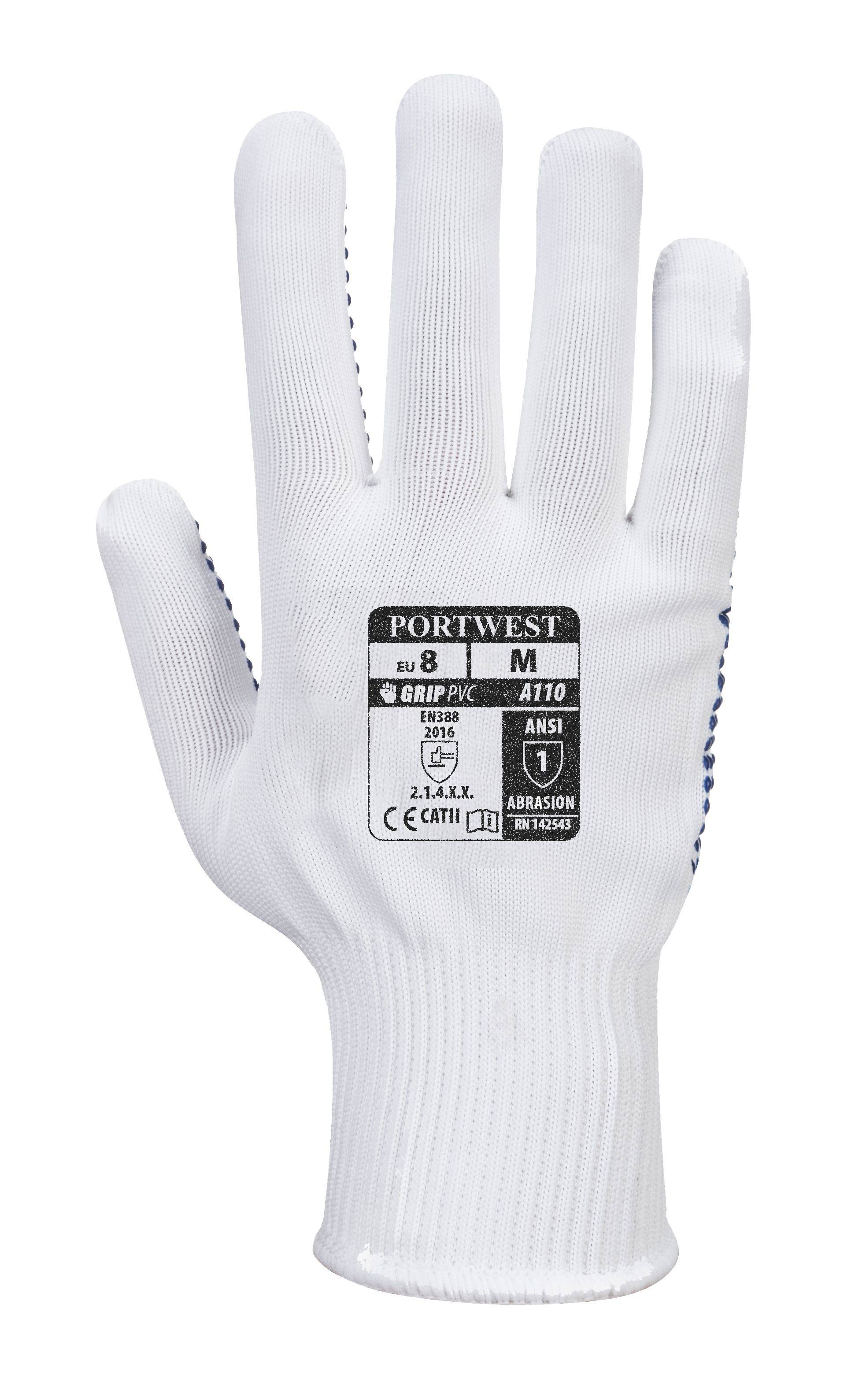 Portwest Nylon Noppen Handschuh Farbe: Weiß/Blau, Gr.: 10 (XL)
