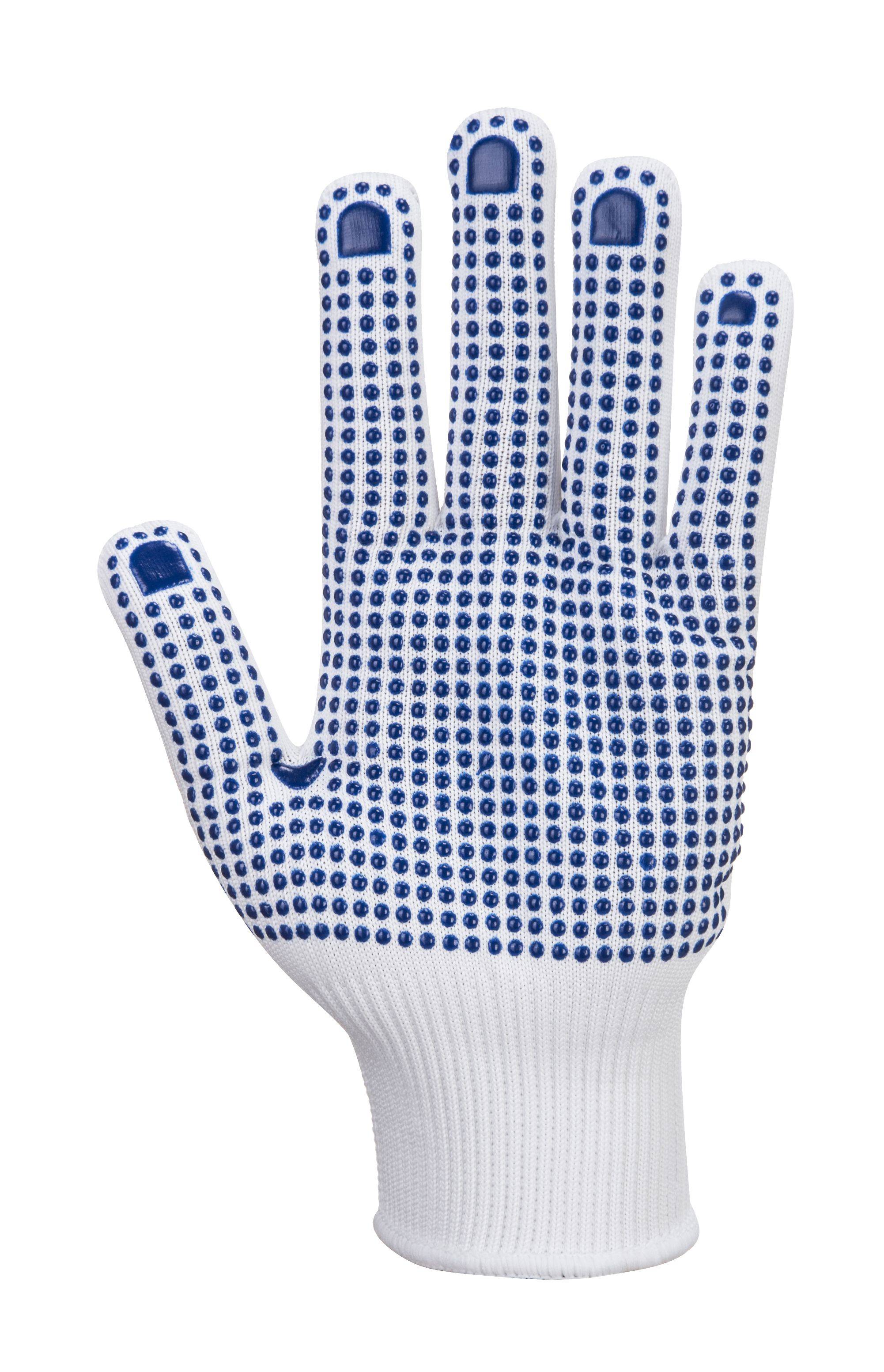 Portwest Nylon Noppen Handschuh Farbe: Weiß/Blau, Gr.: 11 (2XL)