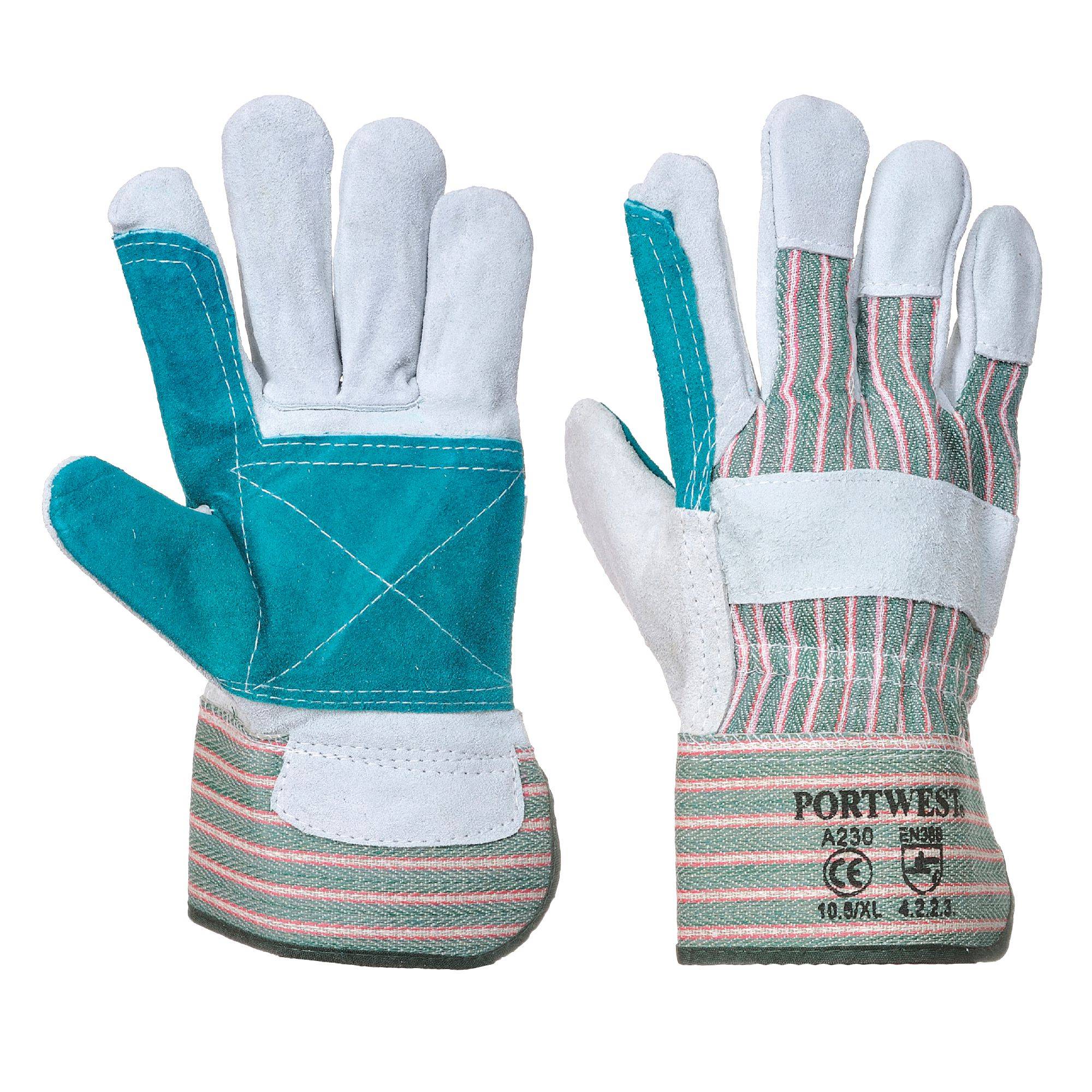 Portwest Double Palm Rigger Handschuh Farbe: Grau/Grün, Gr.: 12 (3XL)