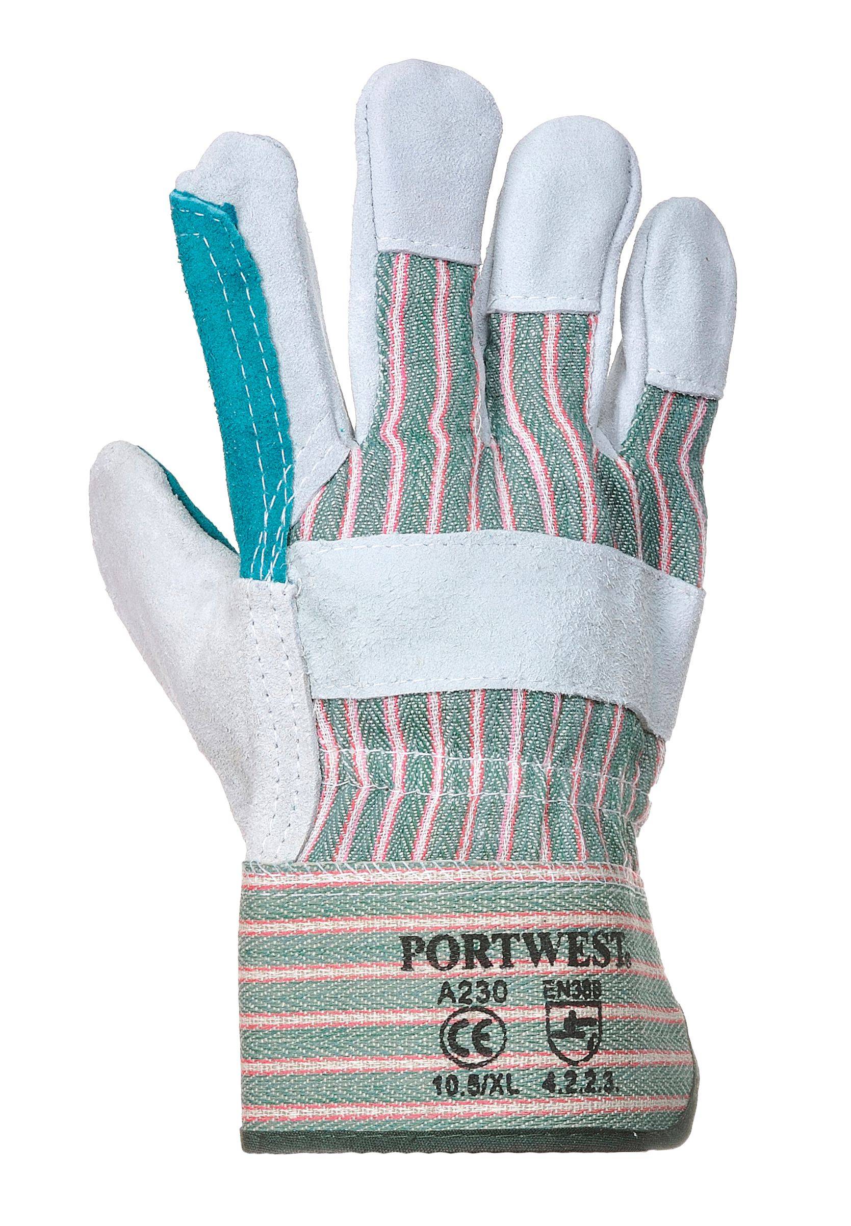 Portwest Double Palm Rigger Handschuh Farbe: Grau/Grün, Gr.: 12 (3XL)