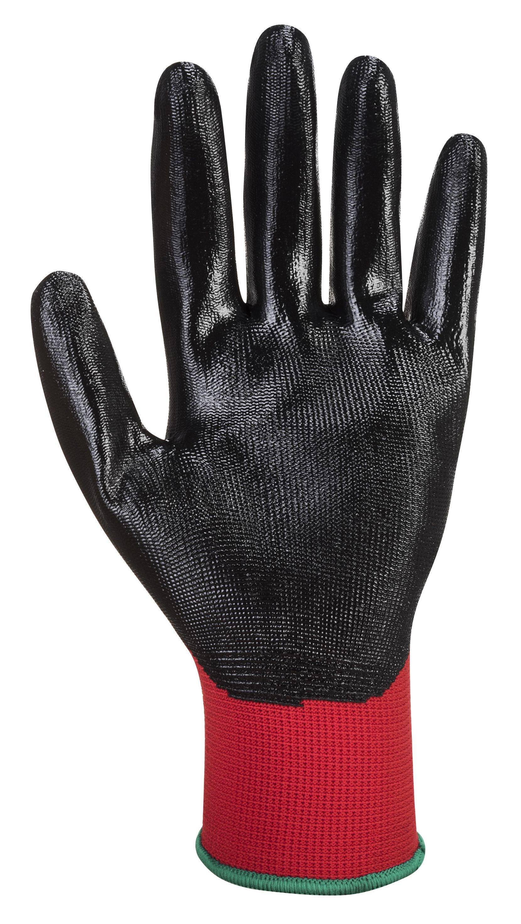 Portwest Flexo Grip Nitril Handschuh Farbe: Rot/Schwarz, Gr.: 9 (L)