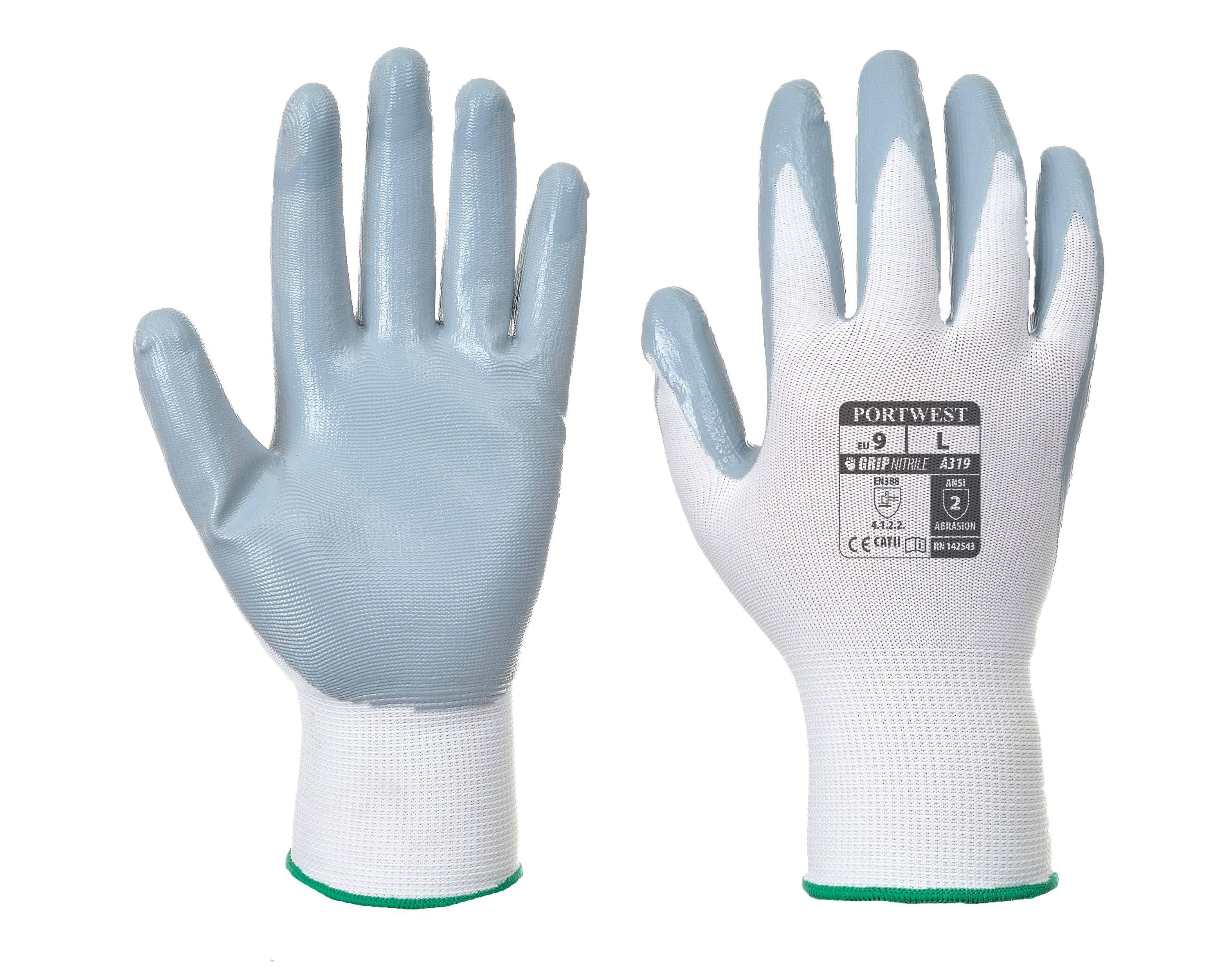 Portwest Flexo Grip Glove Farbe: Weiß/Grau, Gr.: 9 (L)