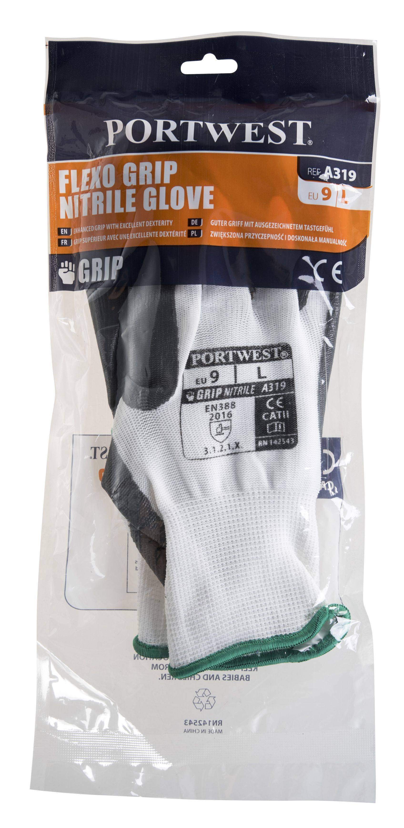 Portwest Flexo Grip Glove Farbe: Weiß/Grau, Gr.: 10 (XL)