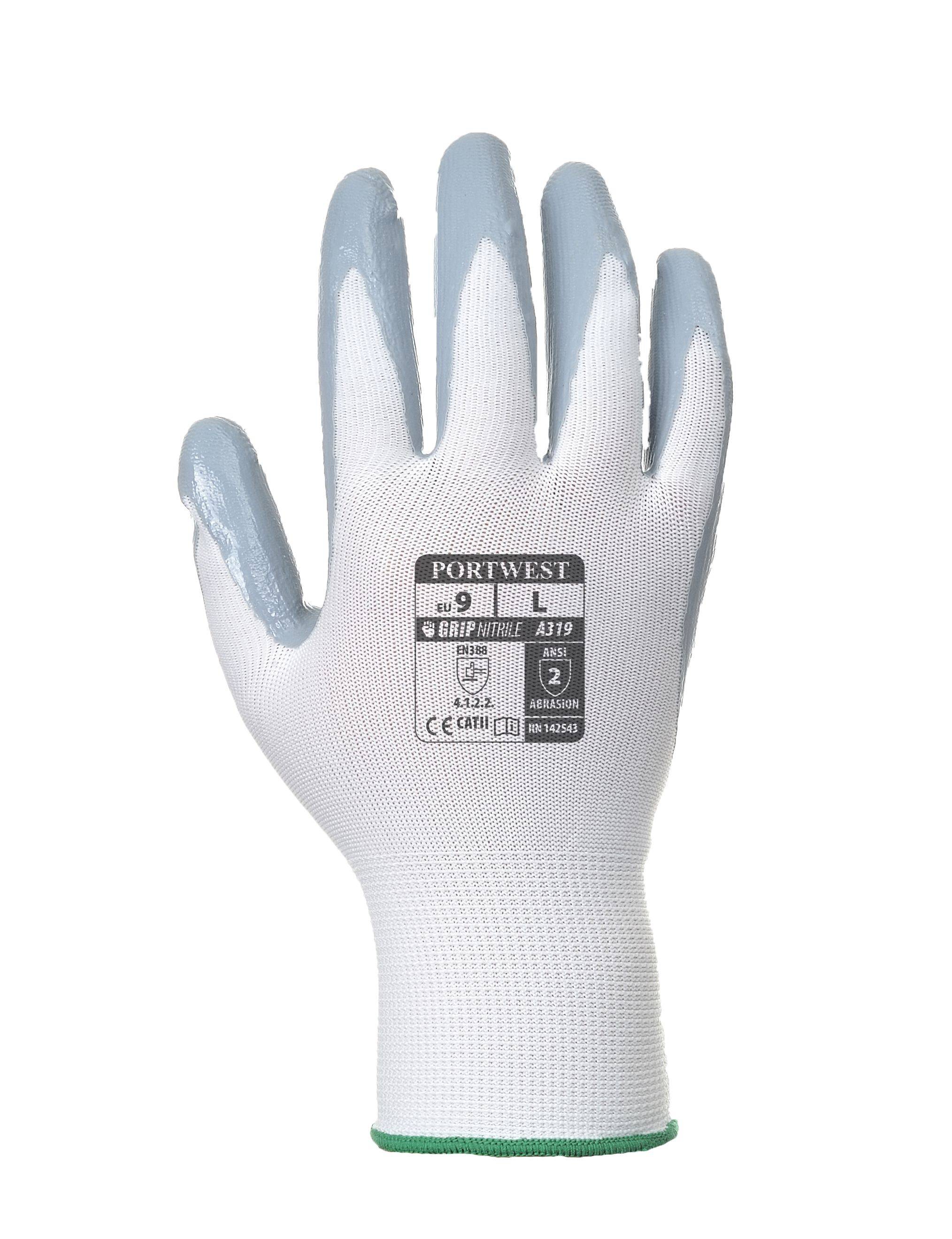Portwest Flexo Grip Glove Farbe: Weiß/Grau, Gr.: 8 (M)