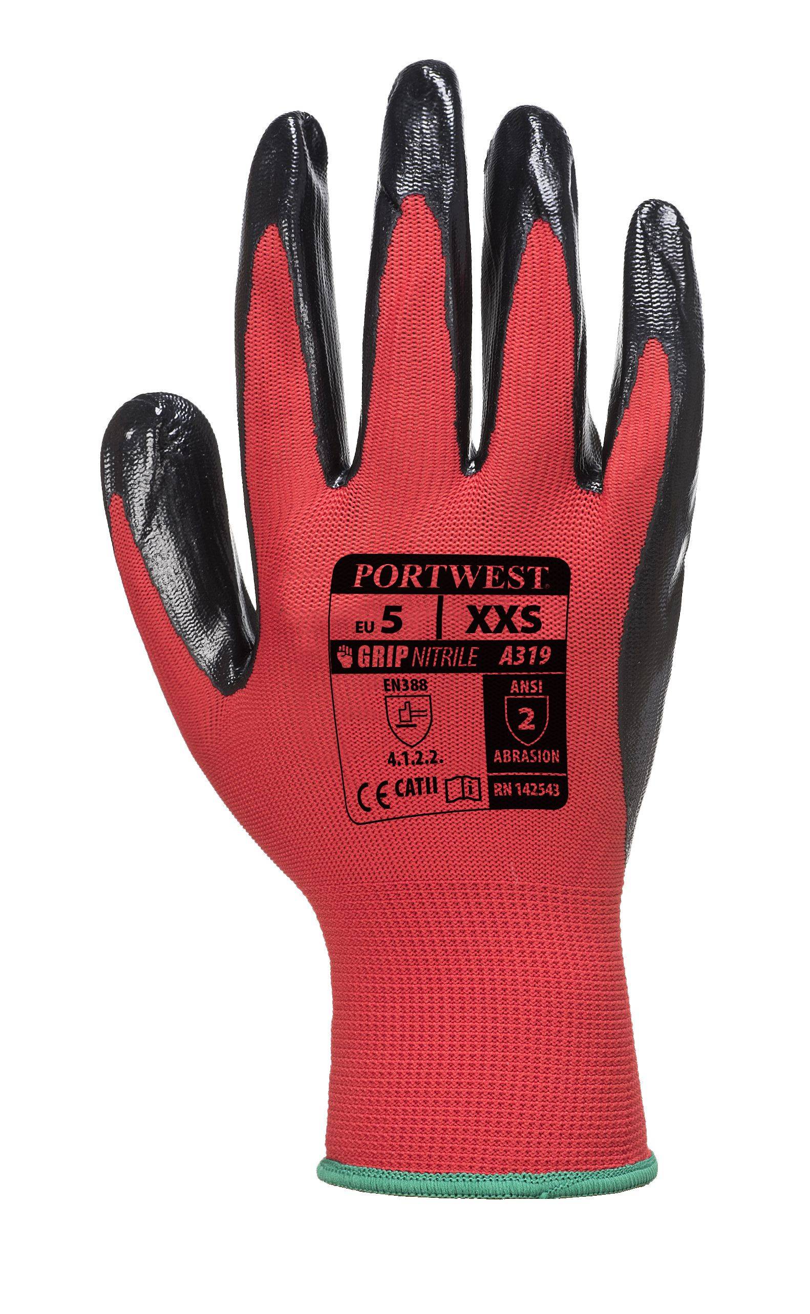 Portwest Flexo Grip Glove Farbe: Rot/Schwarz, Gr.: 8 (M)