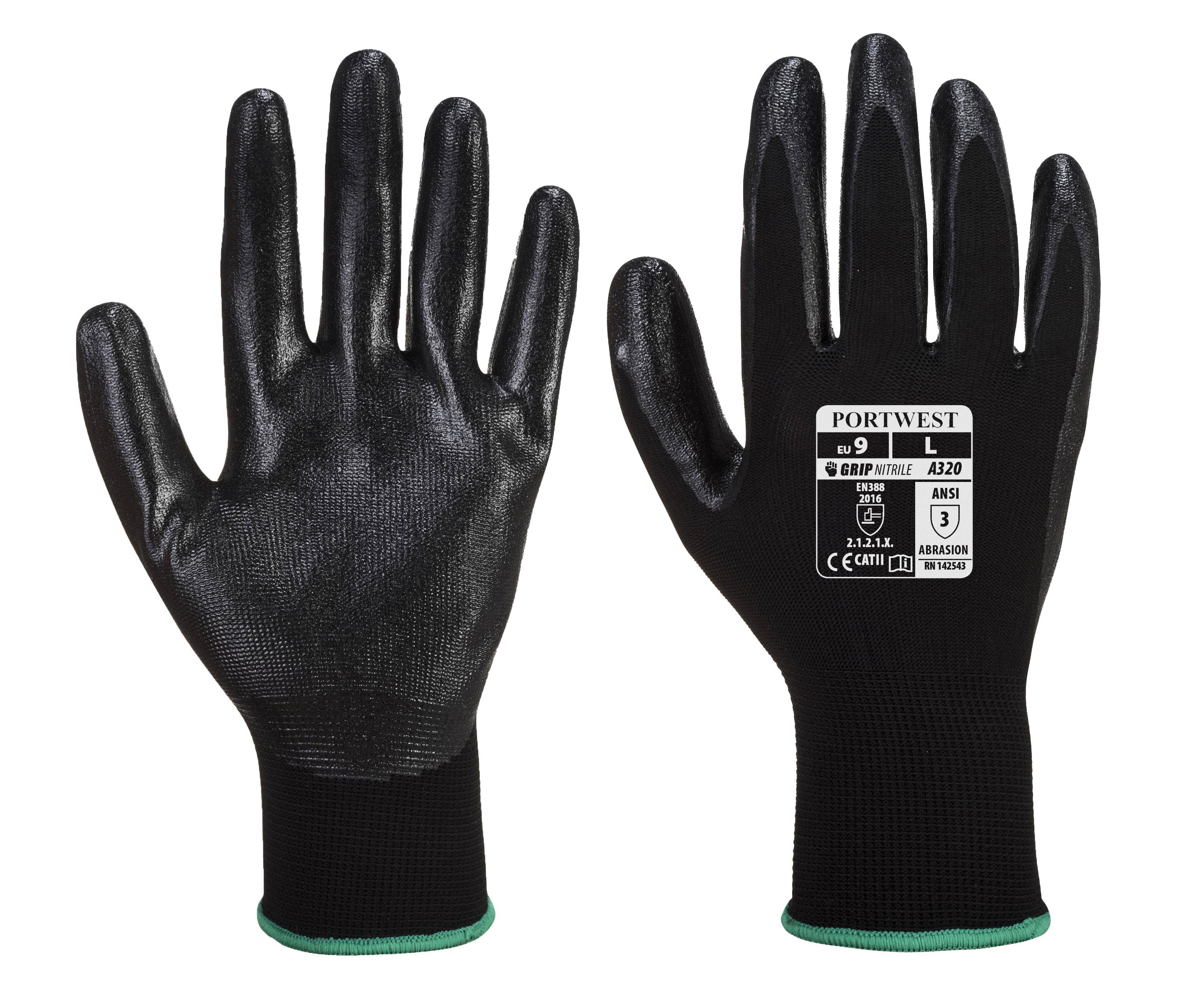 Portwest Dexti-Grip Handschuh Farbe: Schwarz, Gr.: 9 (L)